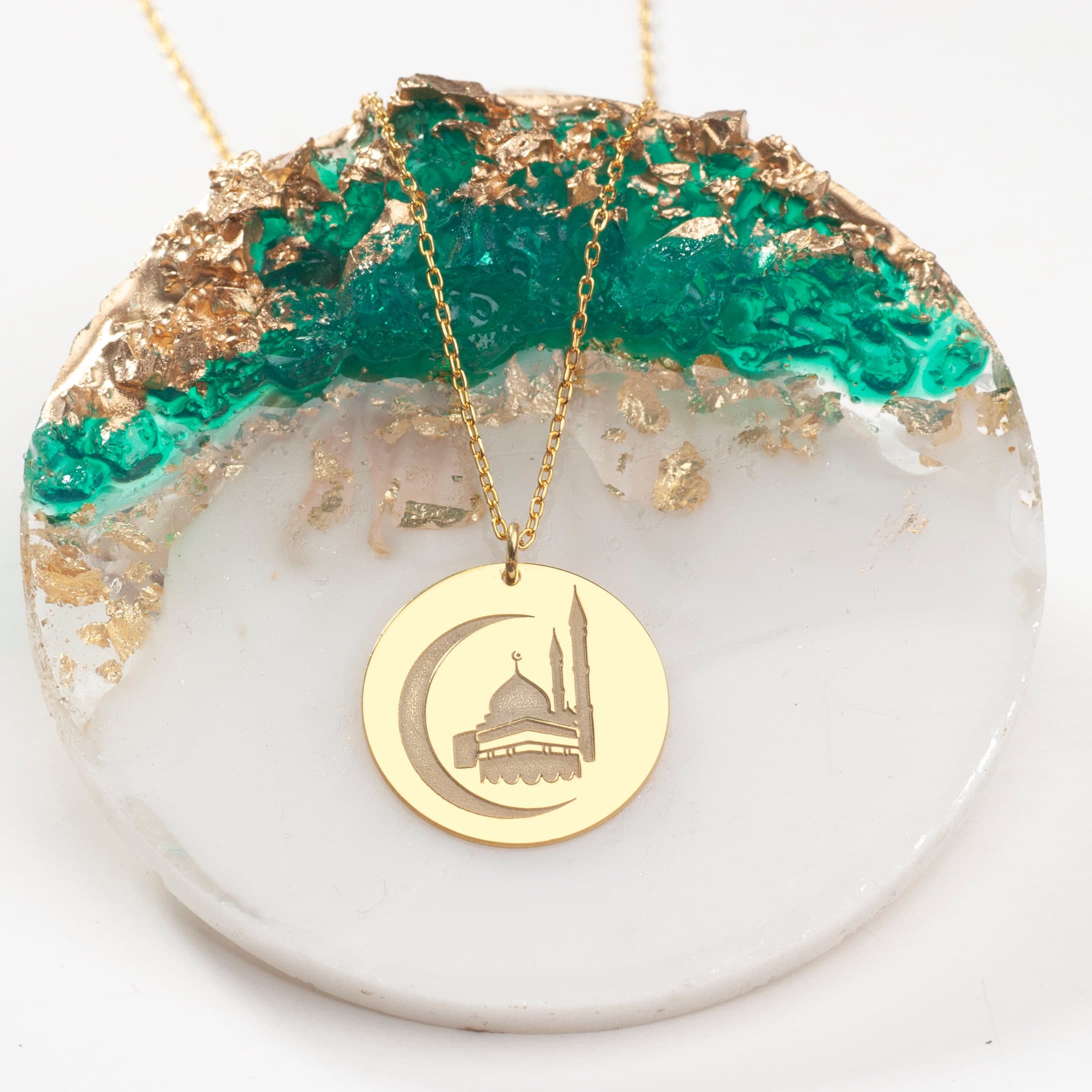 Mosque Moon Necklace: 24K Gold Islamic 925 Sterling Silver Pendant - image 5
