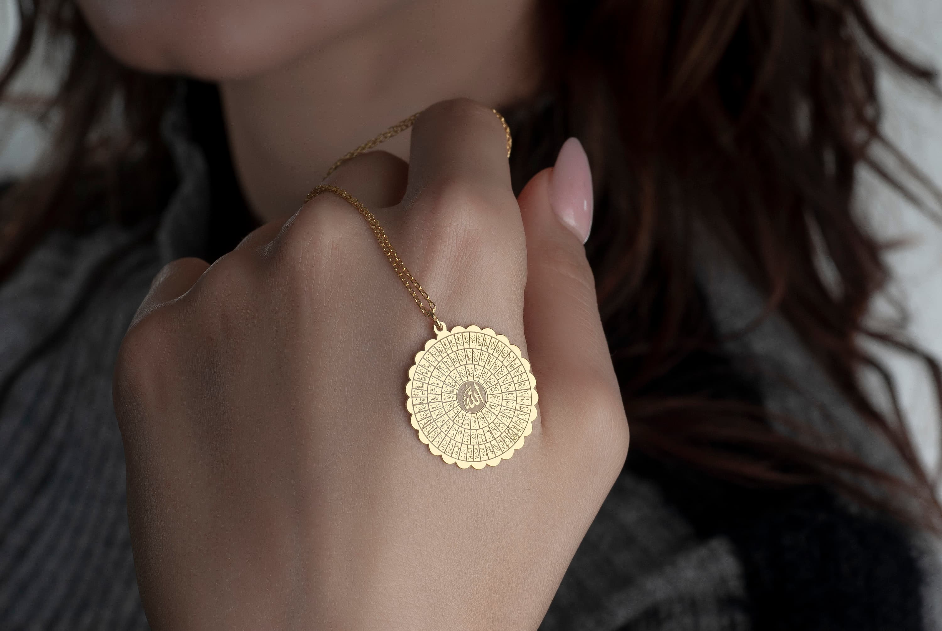 Allah 99 Names Necklace: 24K Gold Plated 925 Sterling Silver Islamic Pendant - image 2