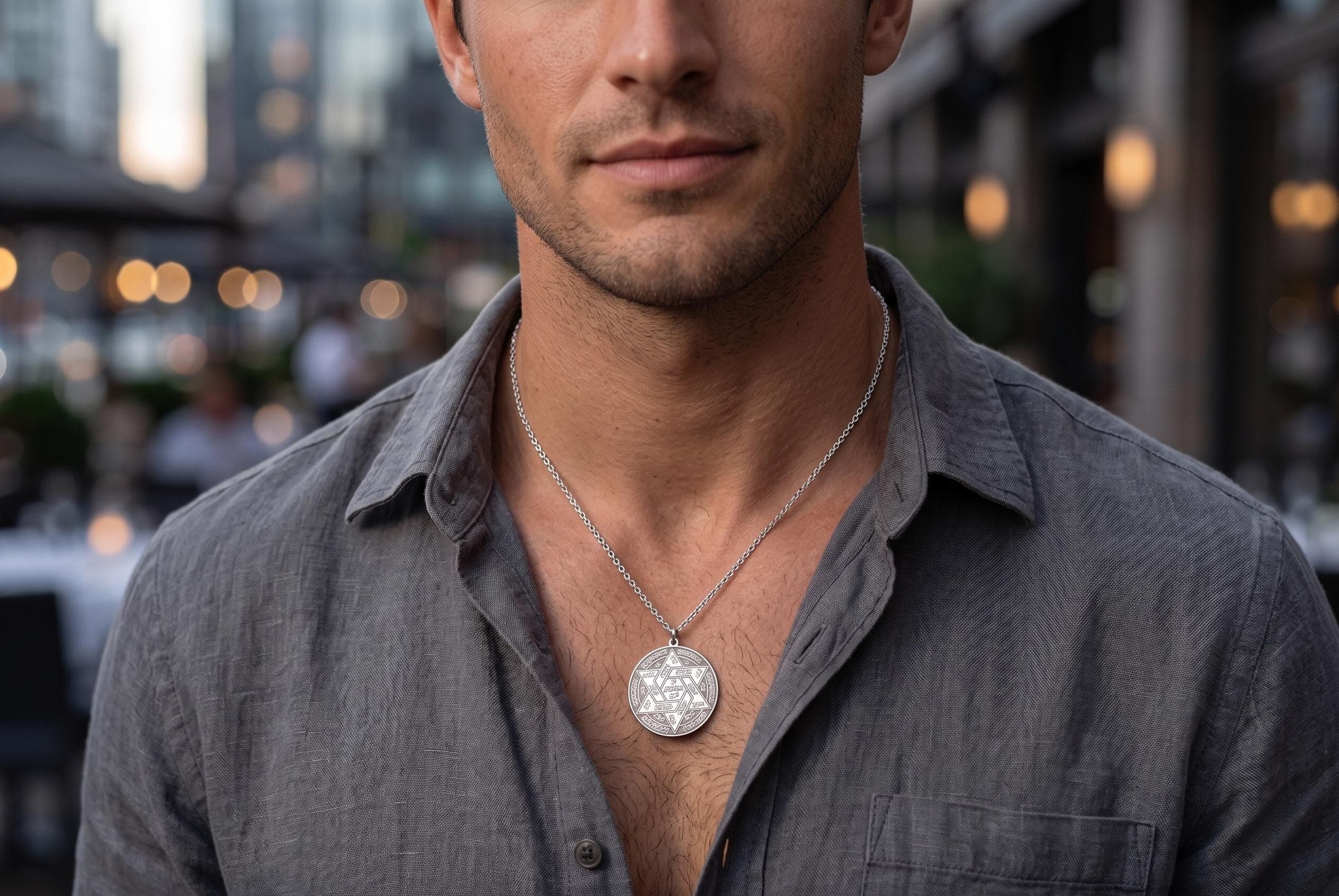Sterling Silver Seal of Solomon Necklace: King Solomon Pendant, Arabic Letters - image 5