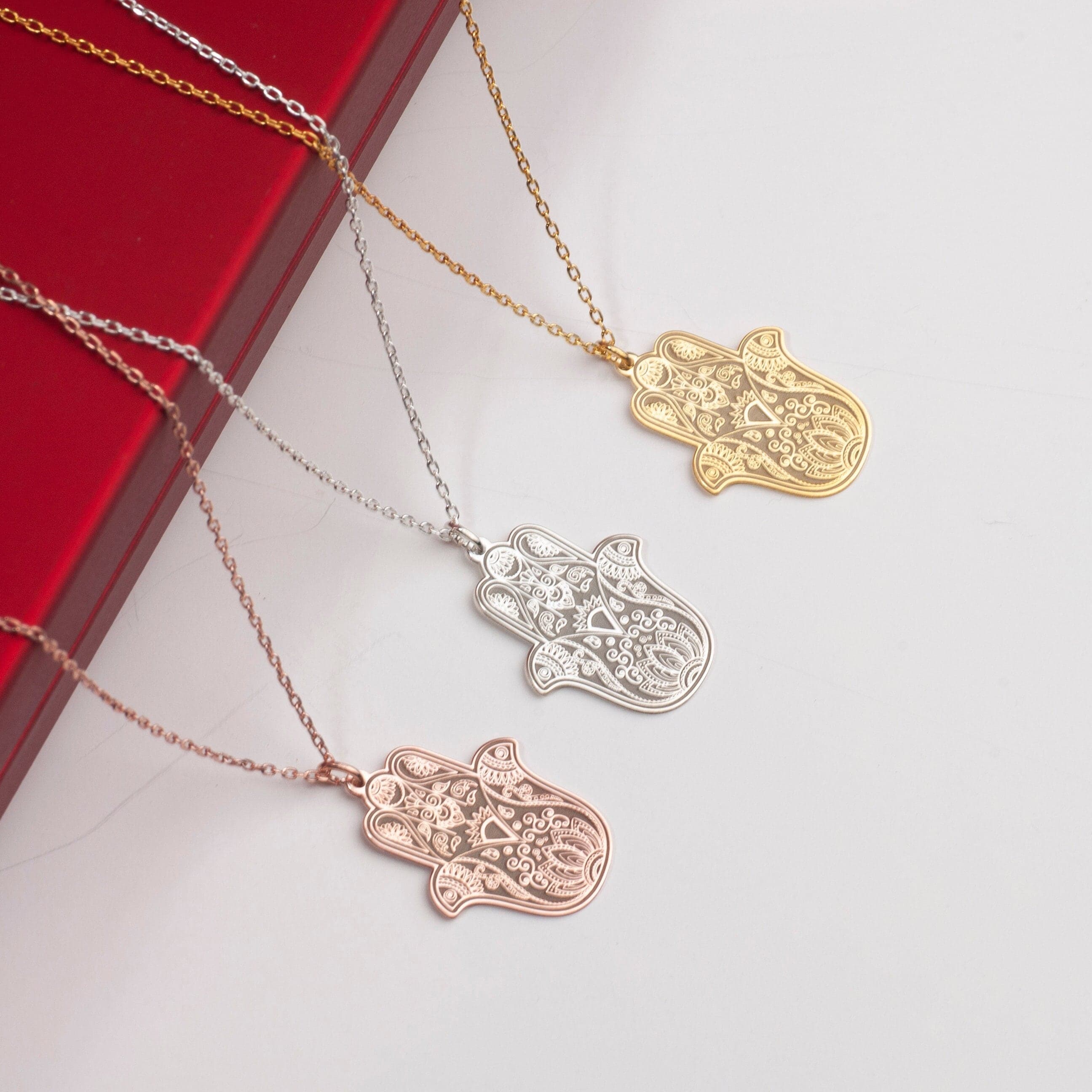 Hamsa Mandala Pendant Necklace: 24K Gold Plated Sterling Silver Amulet - image 3