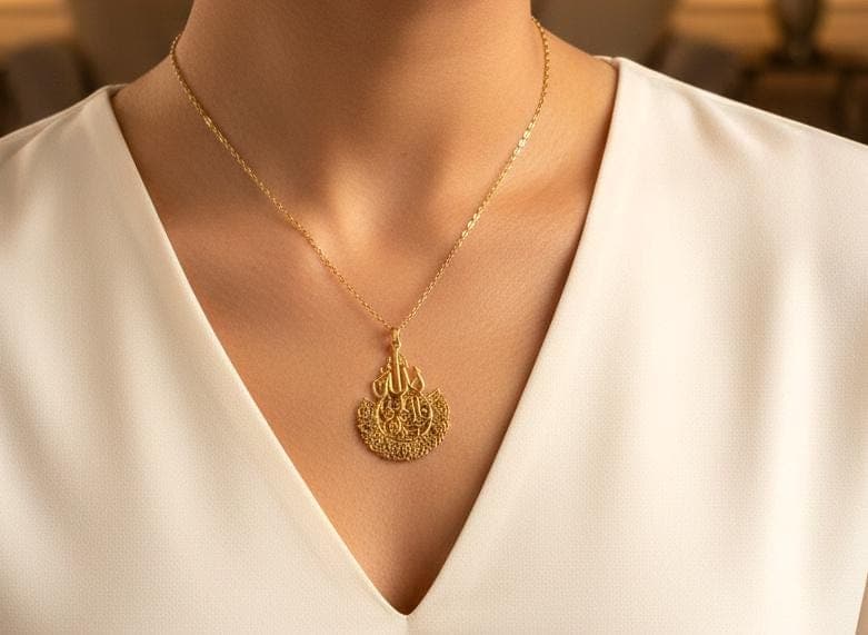 Surah Ikhlas Necklace Gold Plated 925 Sterling Silver Arabic Calligraphy Jewelry Islamic Gift - image 5