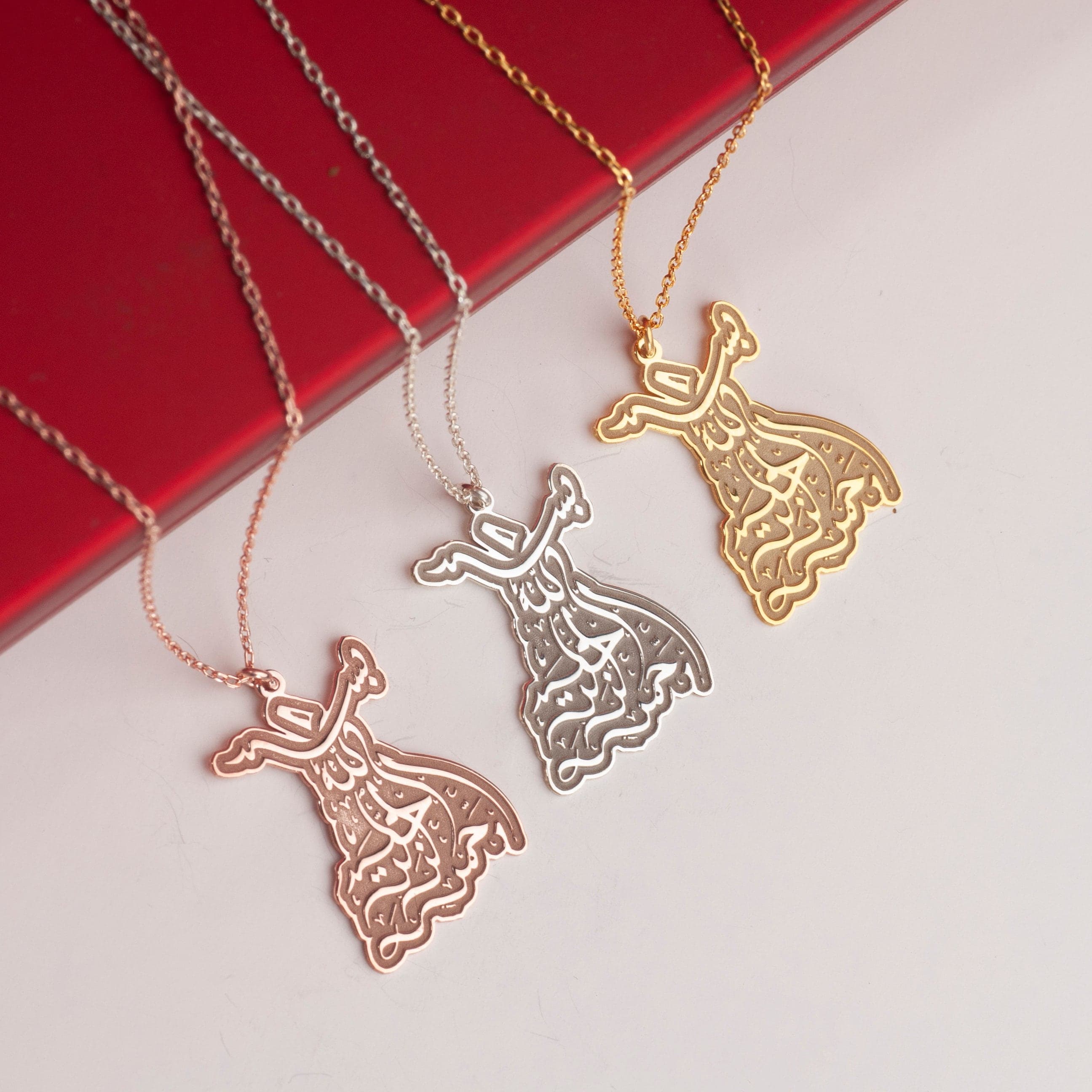 Basmala Whirling Dervish Necklace: 24K Gold, Sterling Silver Sufi Pendant - image 3