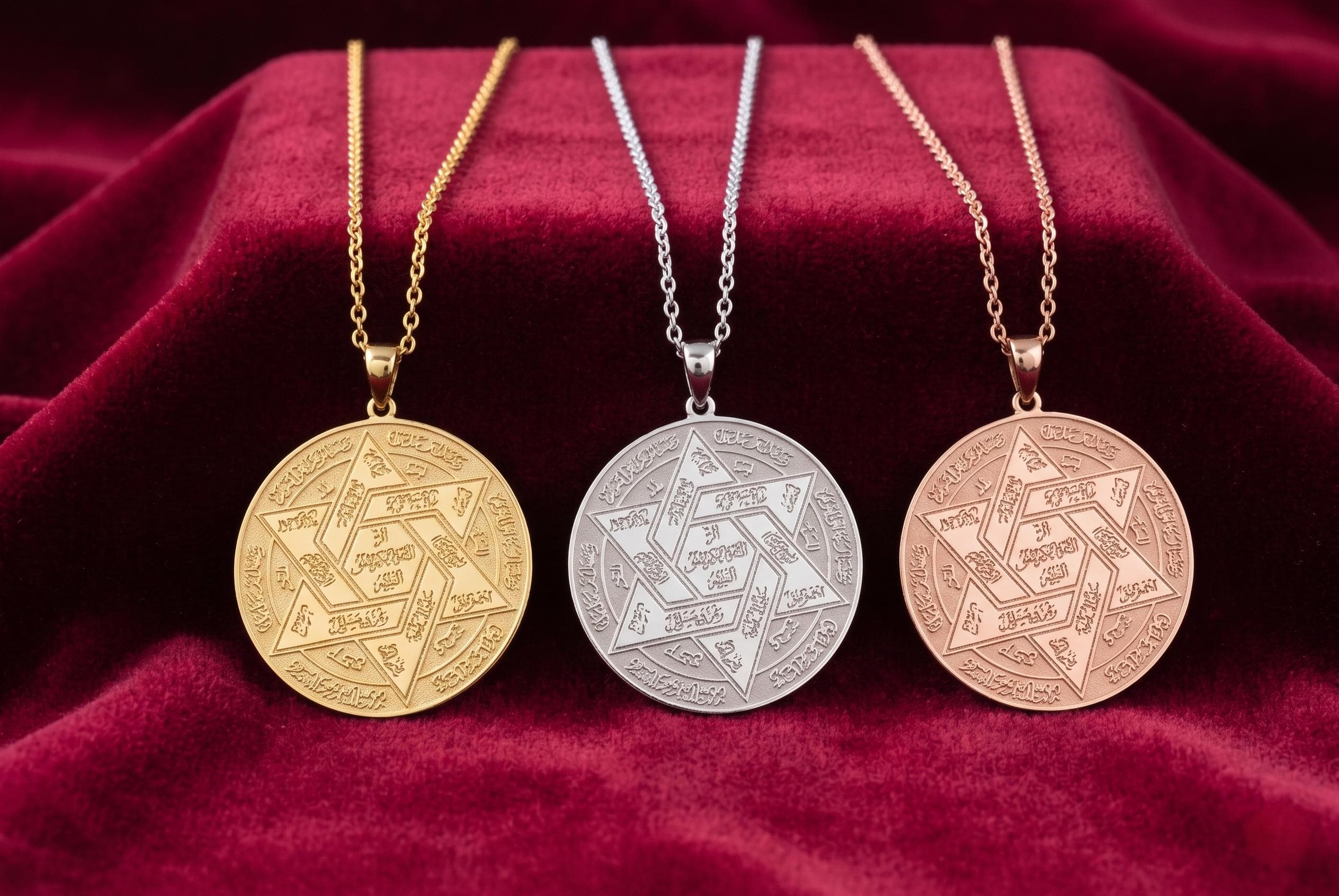 Sterling Silver Seal of Solomon Necklace: King Solomon Pendant, Arabic Letters - image 4