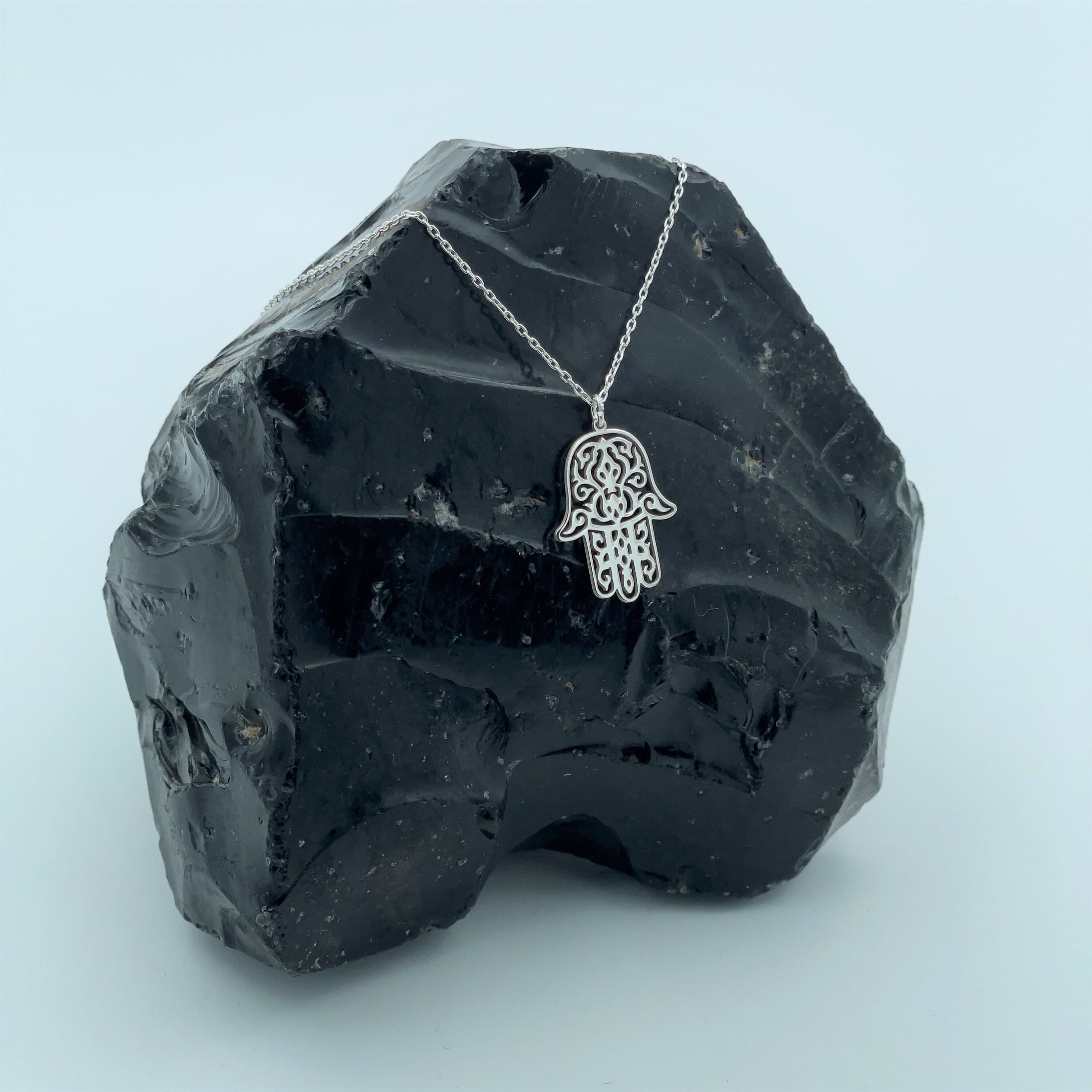 24K Gold Hamsa Necklace: Sterling Silver Fatima Hand Pendant - image 4