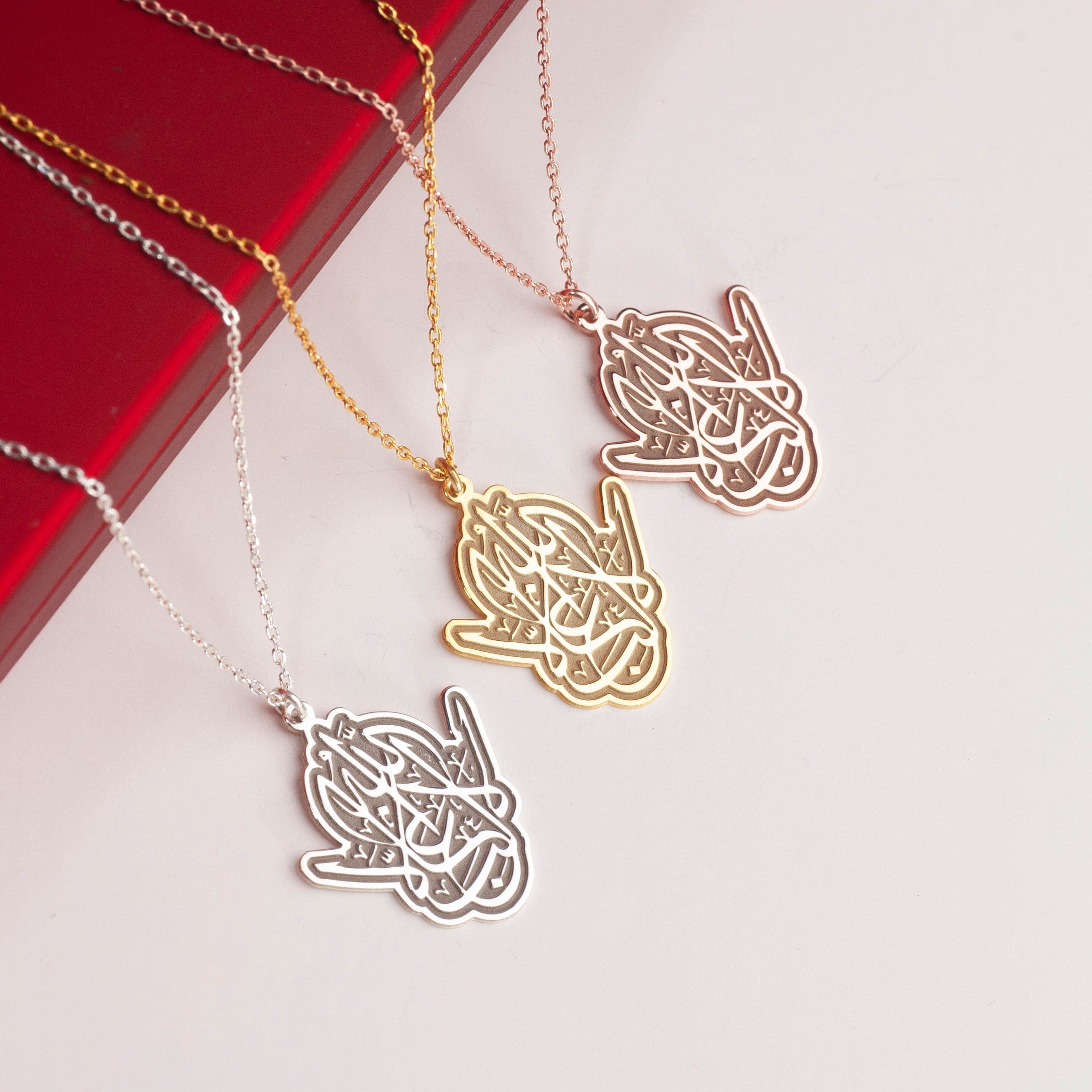 24K Gold Arabic Calligraphy Necklace: Muslim Ramadan Eid Gift - image 3