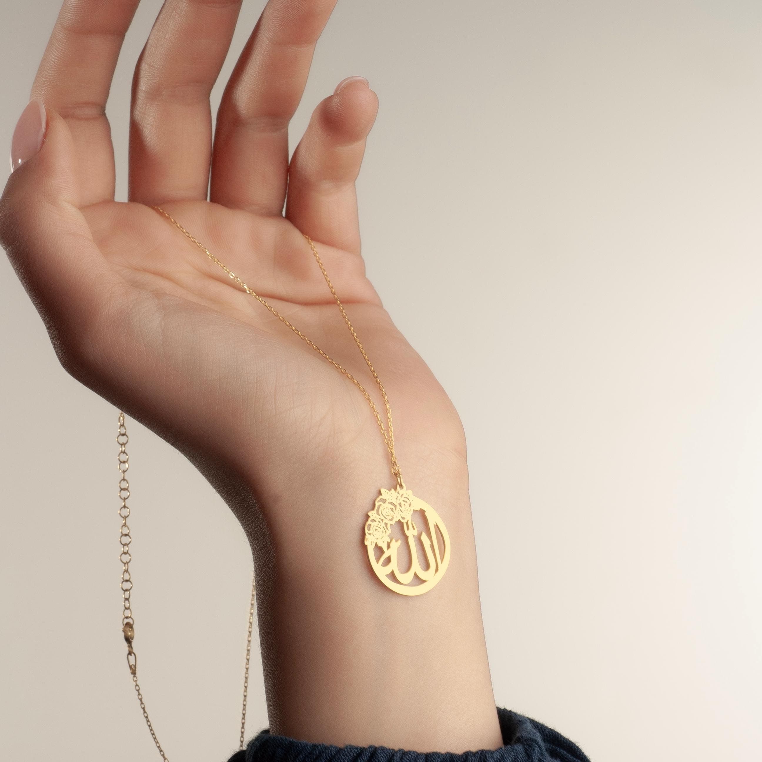 Allah Rose Necklace : 925 Sterling Silver 24K Gold Plated Islamic PendantNecklace - image 5
