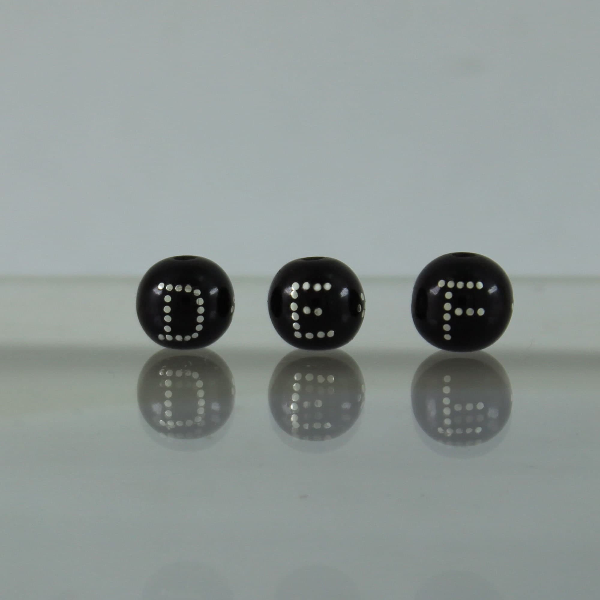 Jet Stone Initial Beads: Sterling Silver Inlay, DIY Jewelry Making - image 4
