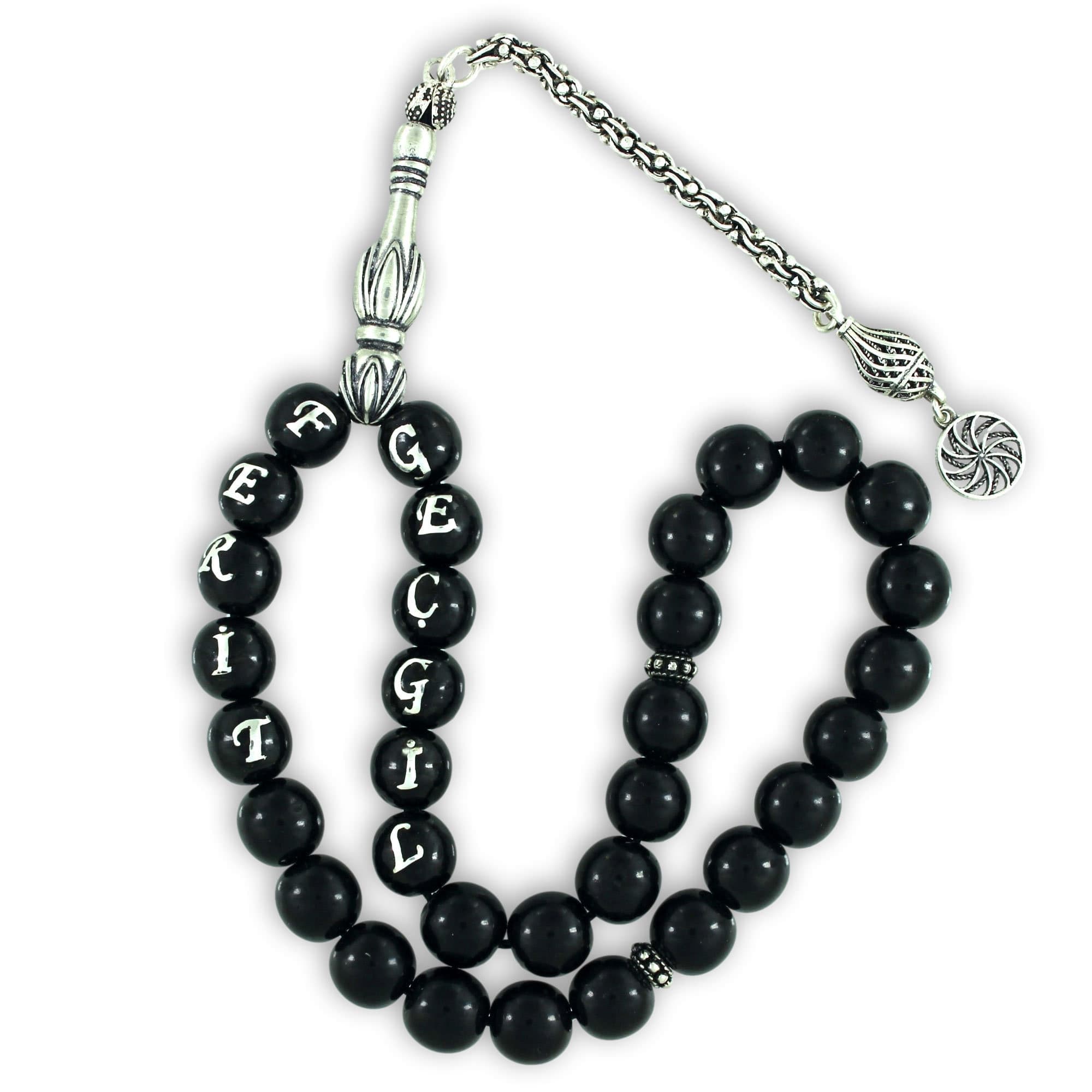 Personalized Oltu Stone Tasbih: Islamic Prayer Beads - Sterling Silver Inlay Tasbeeh - Gift for Muslim - image 3