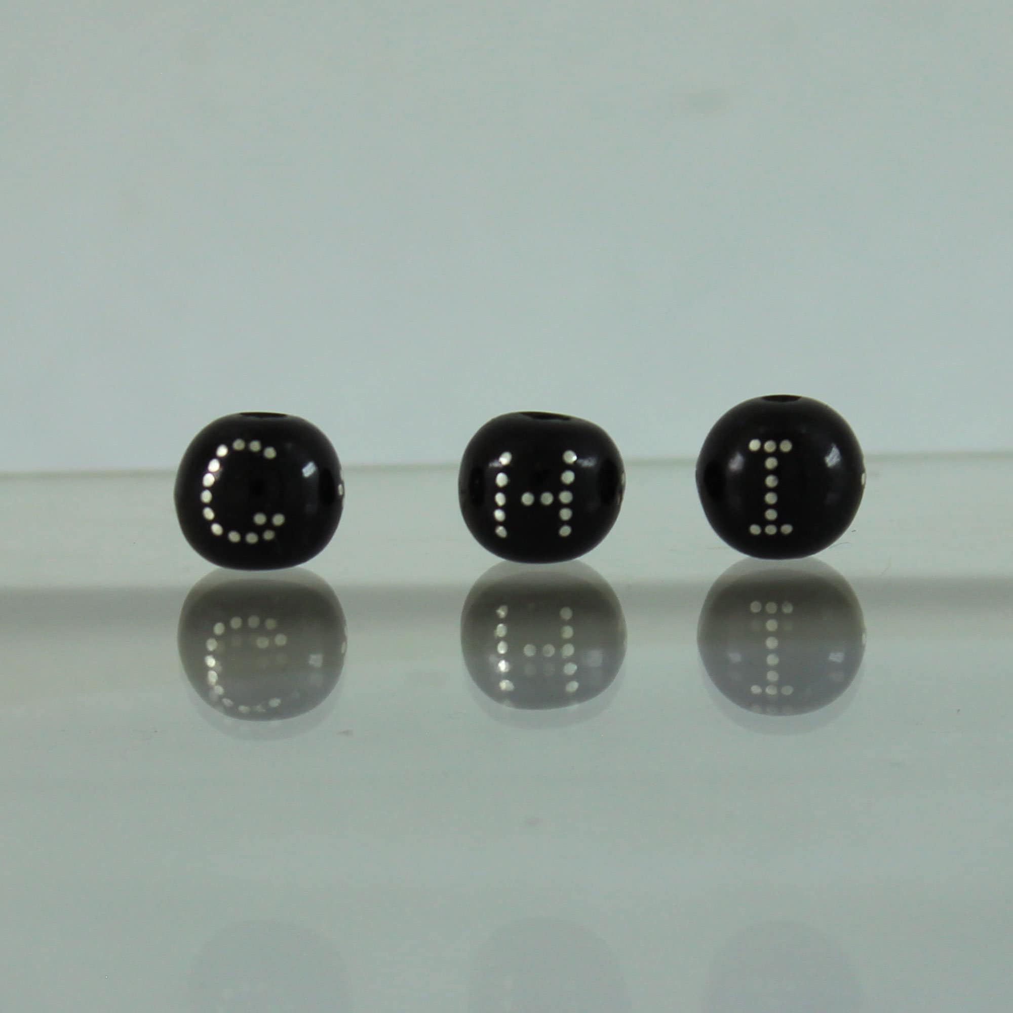 Jet Stone Initial Beads: Sterling Silver Inlay, DIY Jewelry Making - image 5