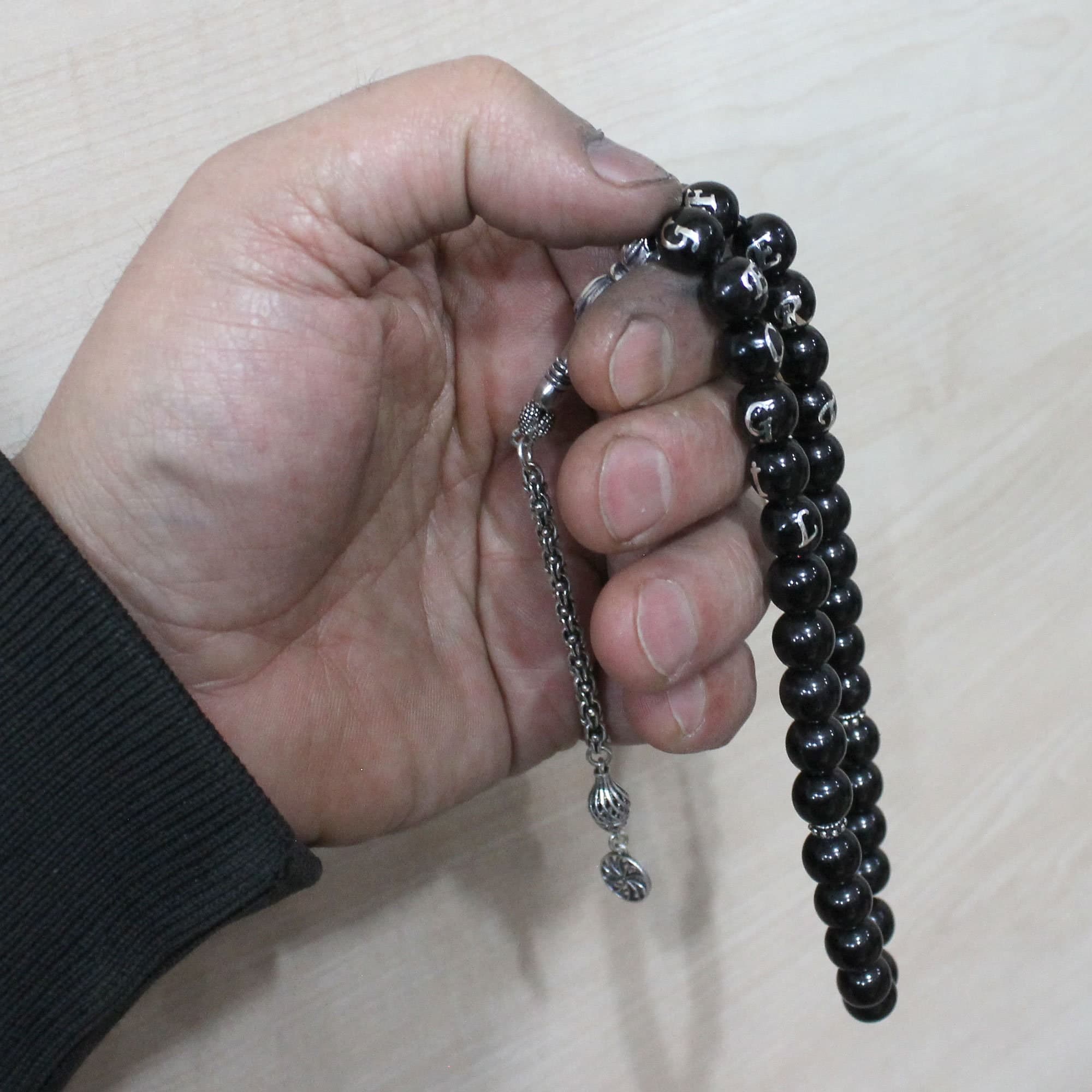 Personalized Oltu Stone Tasbih: Islamic Prayer Beads - Sterling Silver Inlay Tasbeeh - Gift for Muslim - image 4