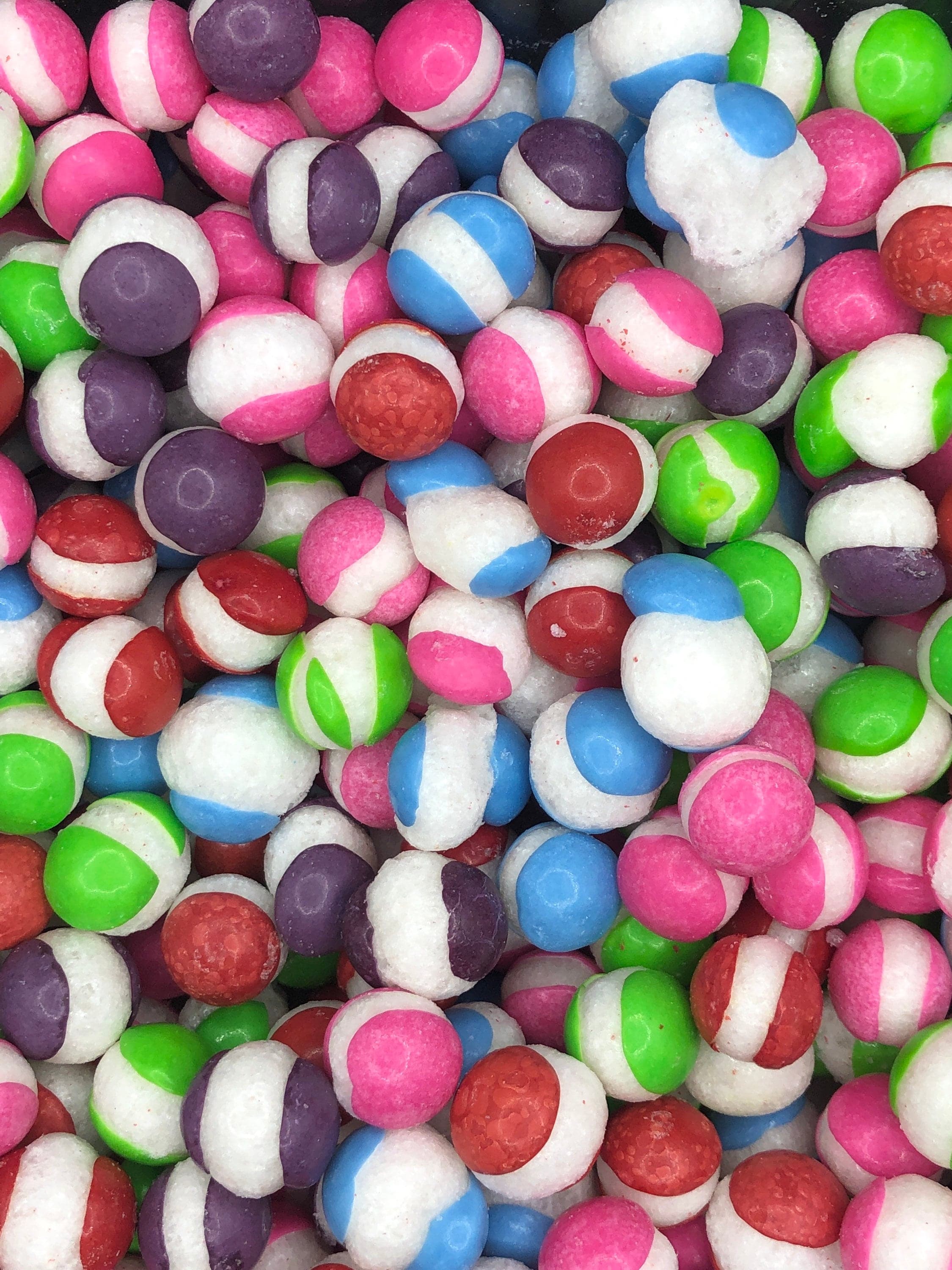 UK Freeze Dried  Wild Berry Fruit Balls - crunchy with a popping berry flavour, freeze dried sweets, vegan sweets, halal sweets, sweet cones