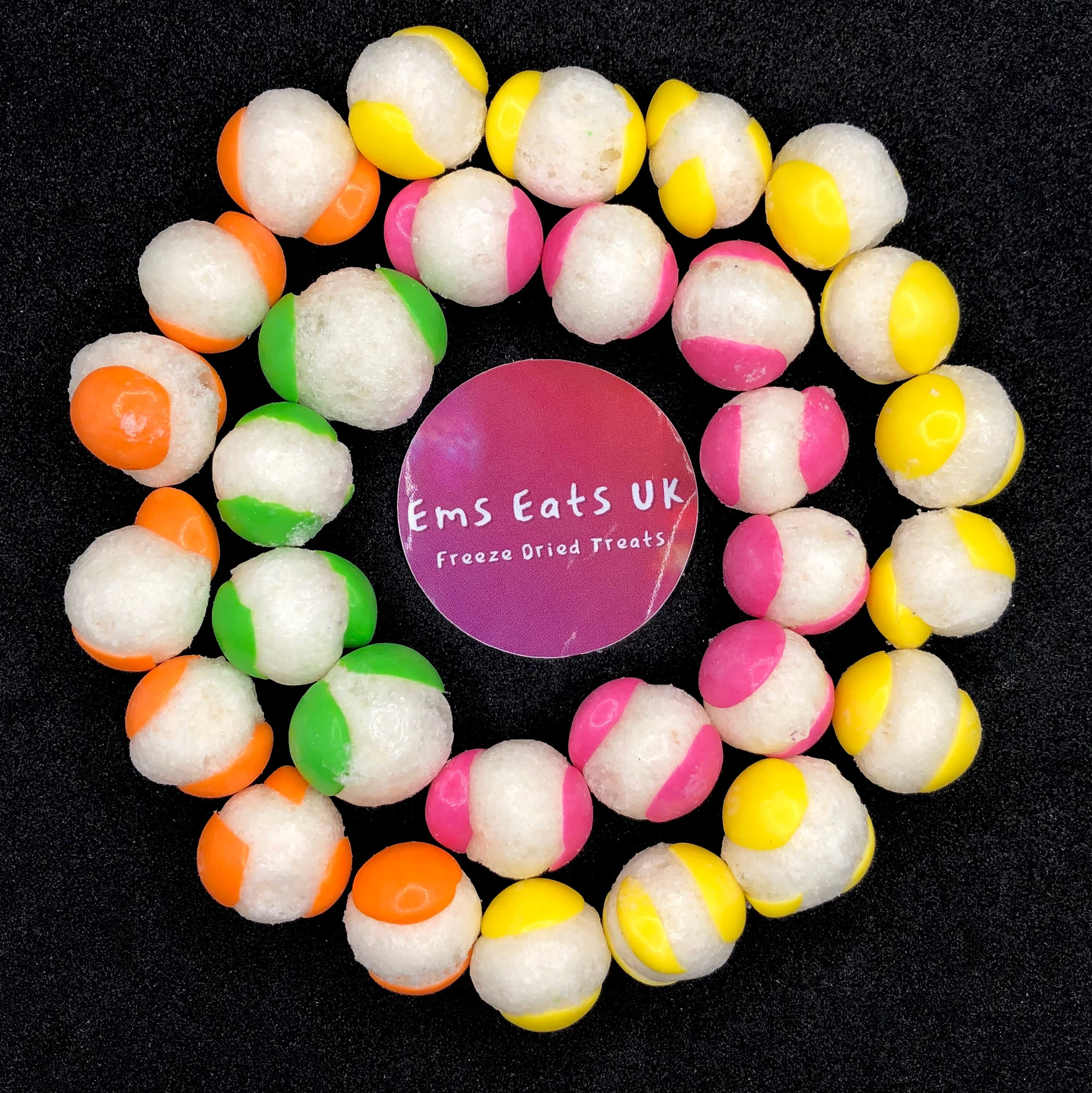 UK Freeze Dried  Sour Fruit Balls - Freeze Dried Sweets|Vegan Gift|Halal Present|Gluten Free|Sour Sweets|Sweet Hamper|munchies|Sweet Cone