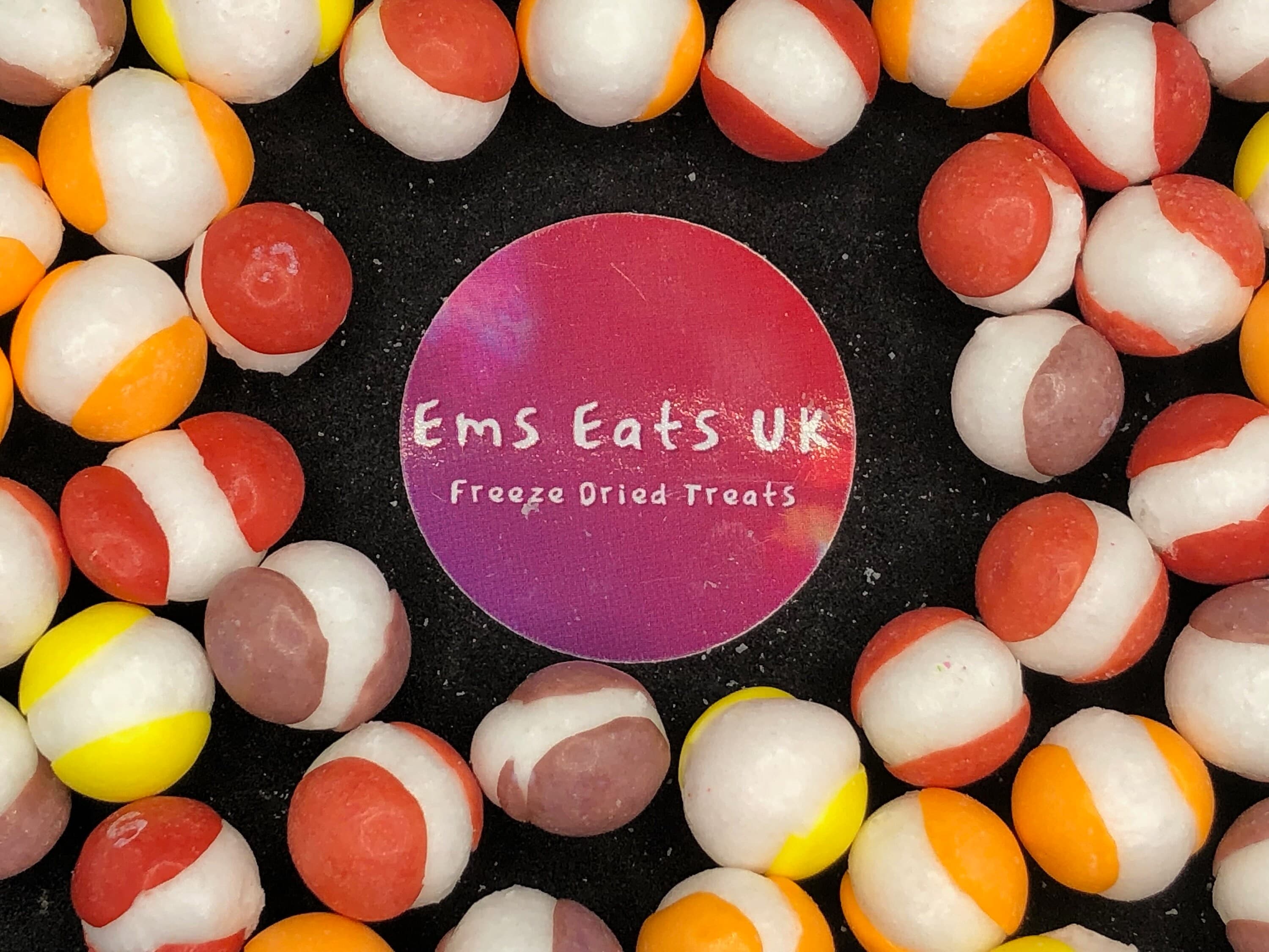 UK Freeze Dried Smoothie Round Fruit Balls -Limited Quantity|Freeze Dried Sweets|Crunchy pop of flavour|Unusual Present|Emseatsuk