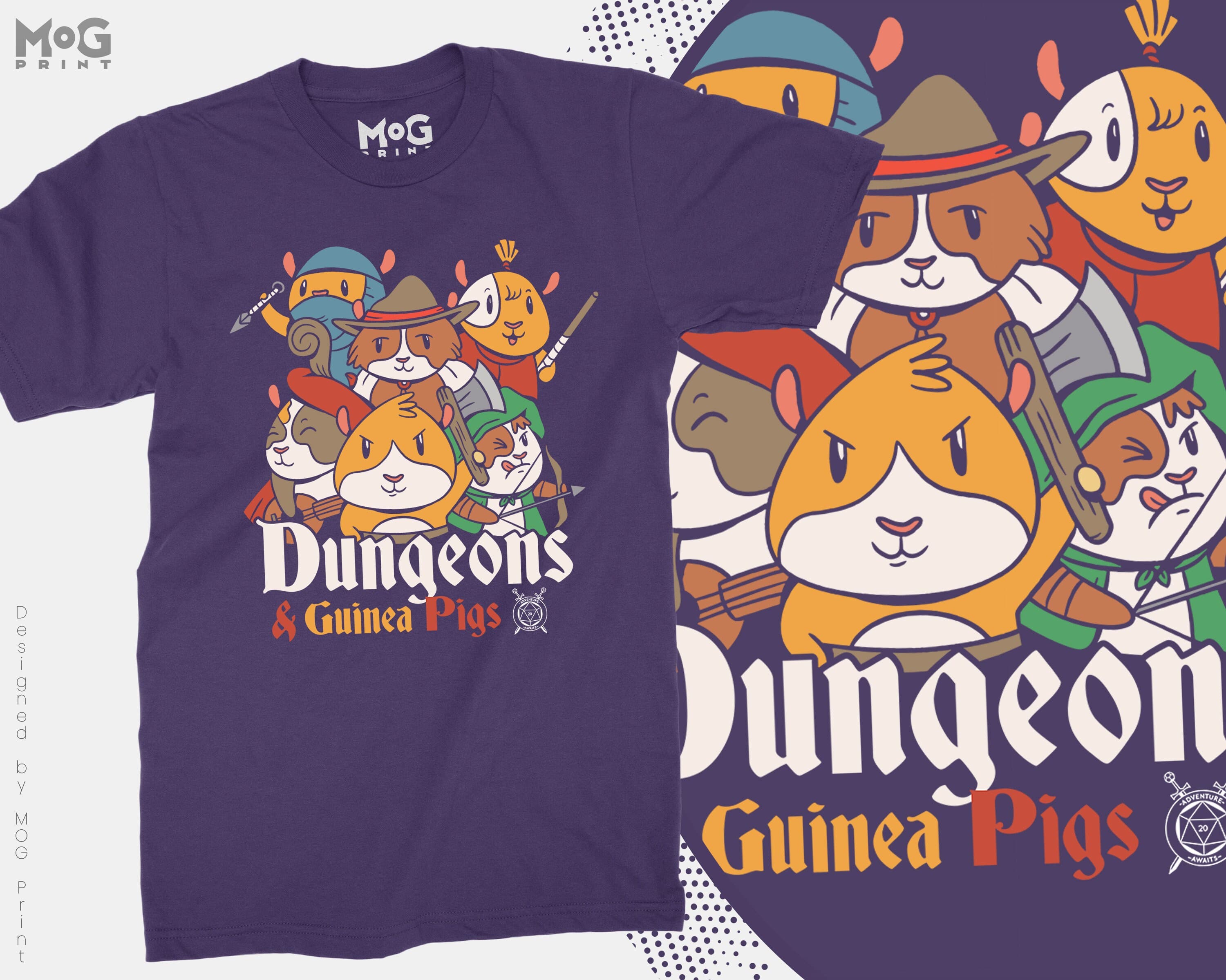Dungeons and Guinea Pigs T-shirt for Men Women and Kids, DnD Dragons Master Tee, Funny Parody Dice Gaming Geek Shirt, Gamer Birthday Gifts - image 4