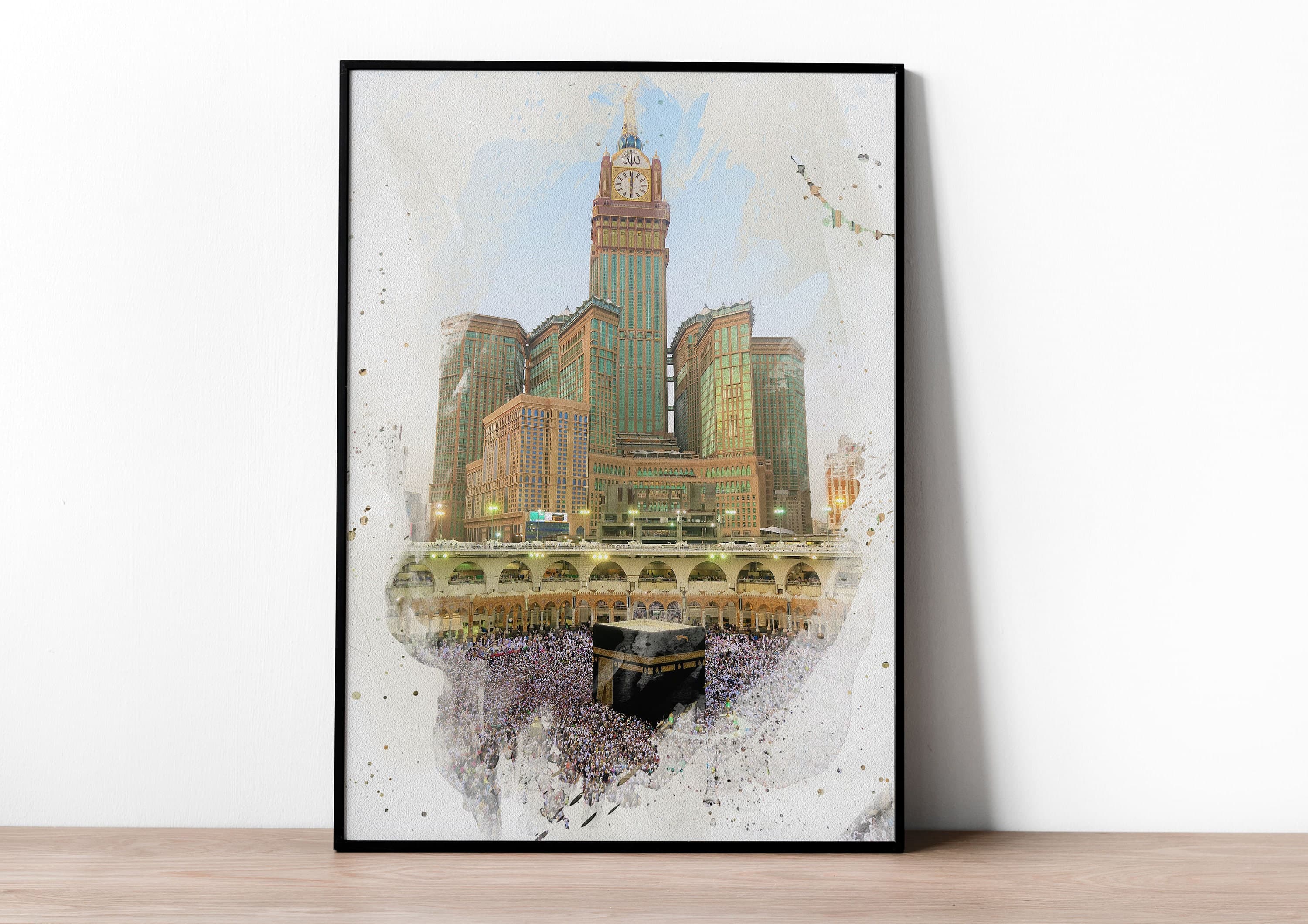 Watercolour Islamic Art Ramadan Eid Posters | 3 Islamic Holy Places | Masjid Al Haram | Masjid An-Nabawi | Masjid Al Aqsa | Wall Art Poster - image 3