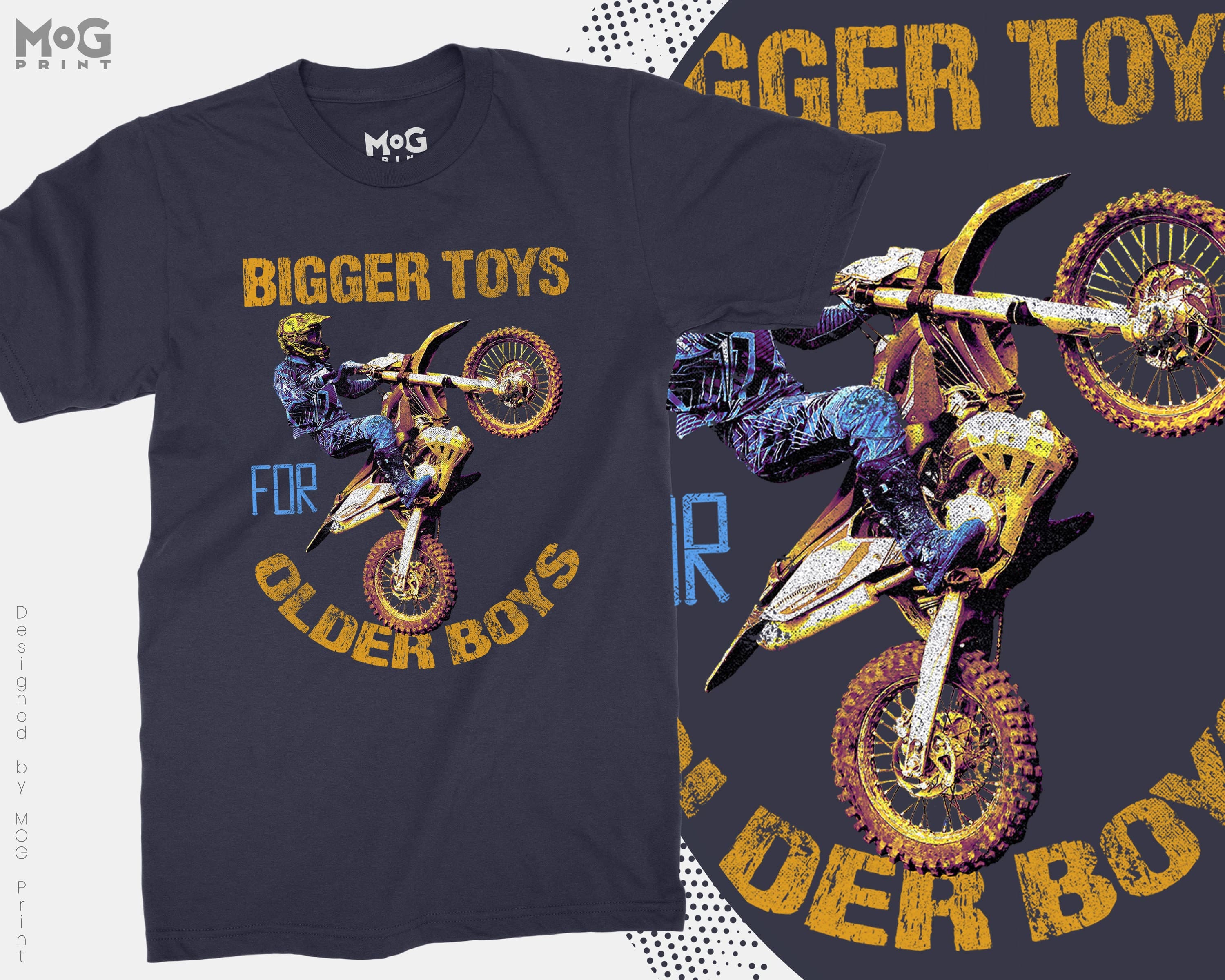 Bigger Toys Older Boys Motorbike Biker Mens Cotton T-Shirt MXGP Motocross T-Shirt Bigger Toys Mens Funny Motorbike MotoX Dirt Bike Scrambler - image 5