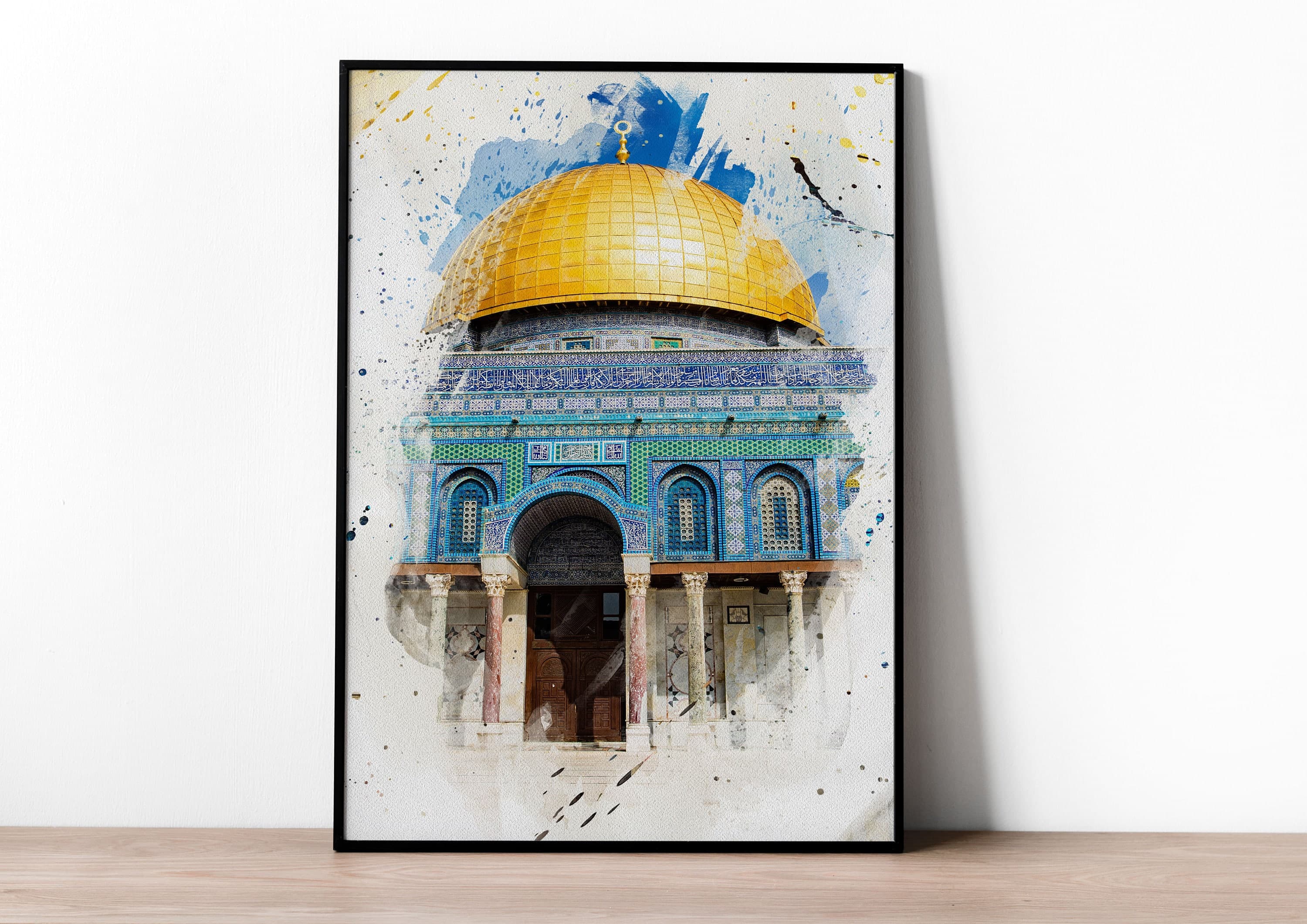 Watercolour Islamic Art Ramadan Eid Posters | 3 Islamic Holy Places | Masjid Al Haram | Masjid An-Nabawi | Masjid Al Aqsa | Wall Art Poster - image 4