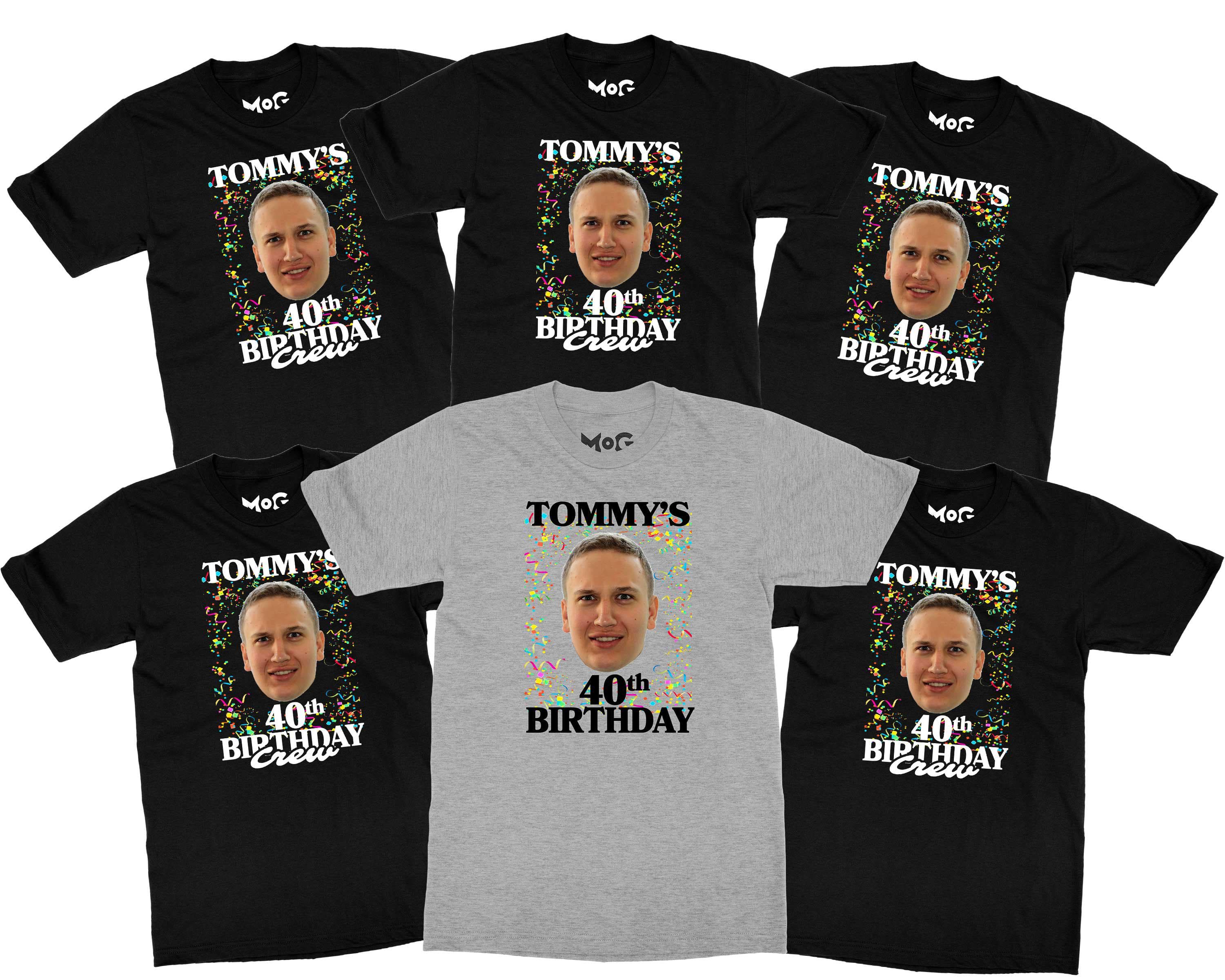 Personalised 40th Birthday T-shirt, Custom Photo Shirt, Confetti Retro Party Gift Unisex Shirt, Friends & Family B’Day Celebration Top