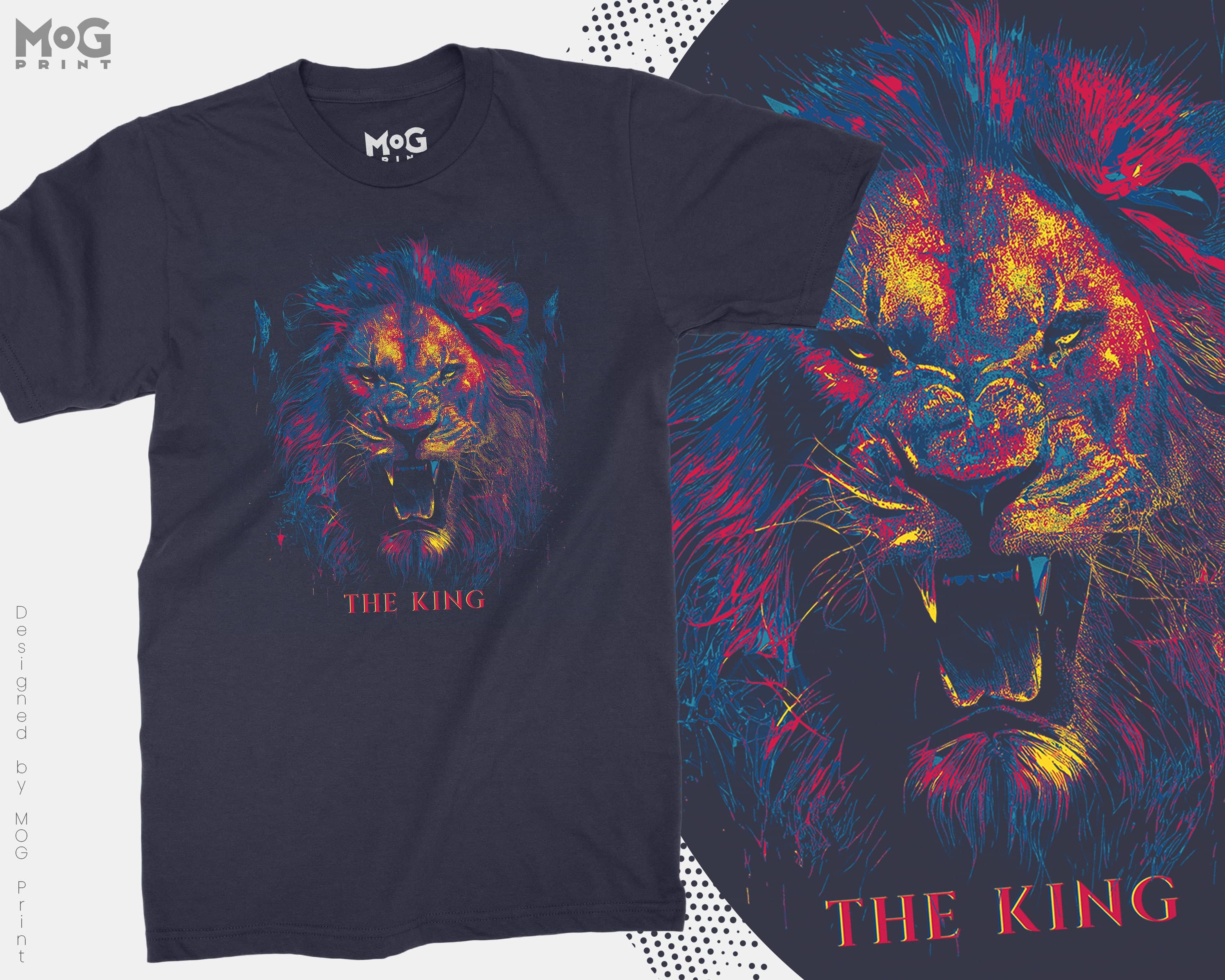 Roaring Lion Printed T-shirt, King of Jungle Graphic Tee Men Women, Gift Nature Animal Alpha Lion Lover, Birthday Present Shirt for Him/Her - image 3