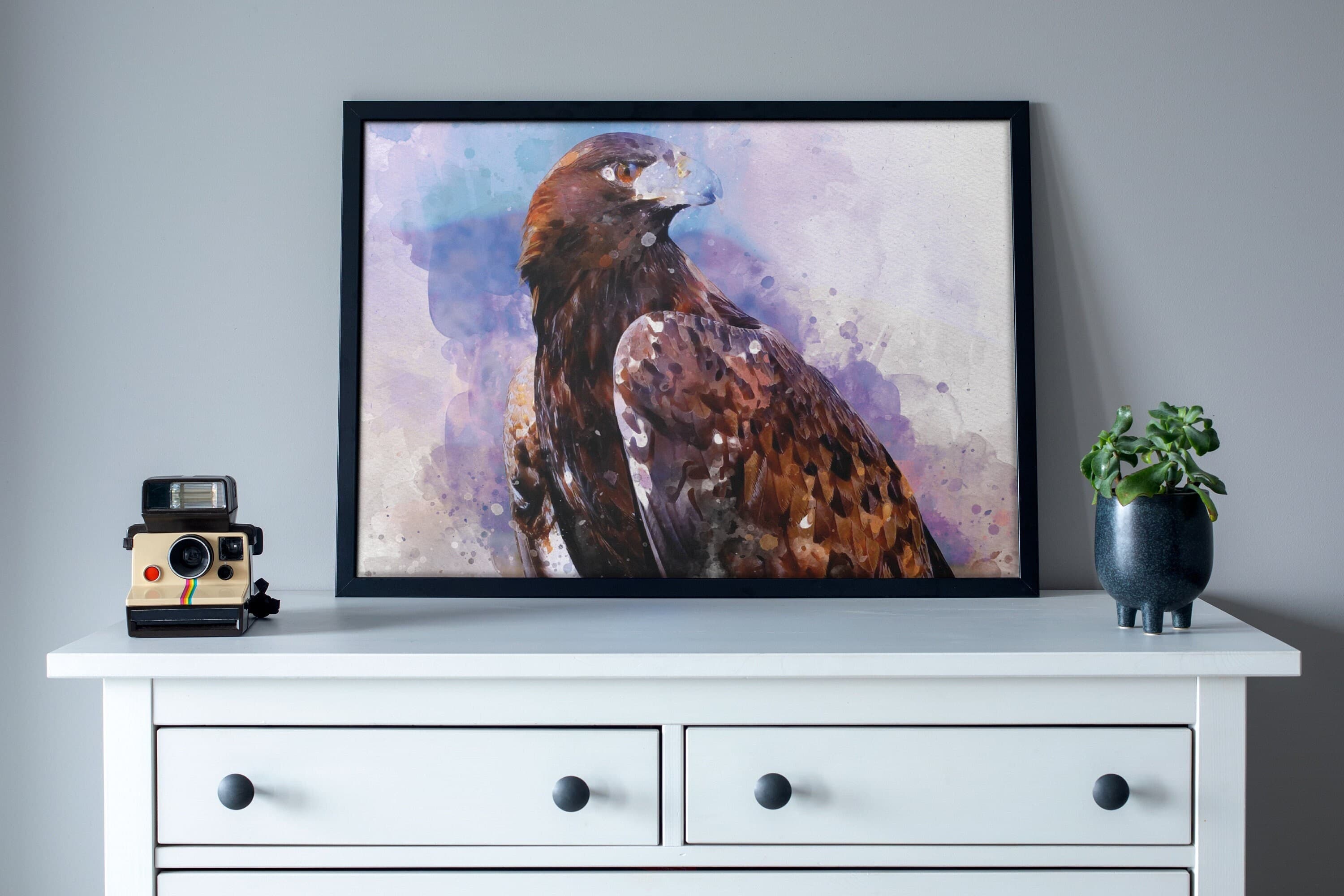 Watercolour Eagle Poster Styled Large Falcon Wall Art Poster Perfect Gift Home Decor | Premium Quality | Animal Poster Print From A4 - A0 - image 3