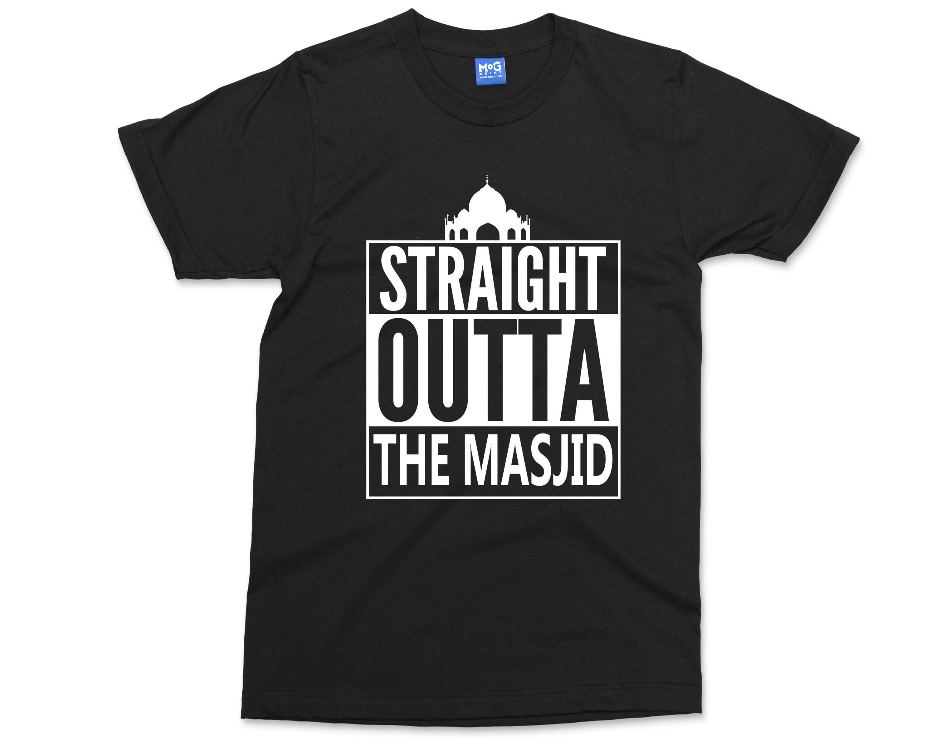 Straight Outta The Masjid T-shirt Funny Islamic Gift Children's Islamic Shirt | Arabic Muslim Islam Birthday Present - Unisex Tee All Sizes