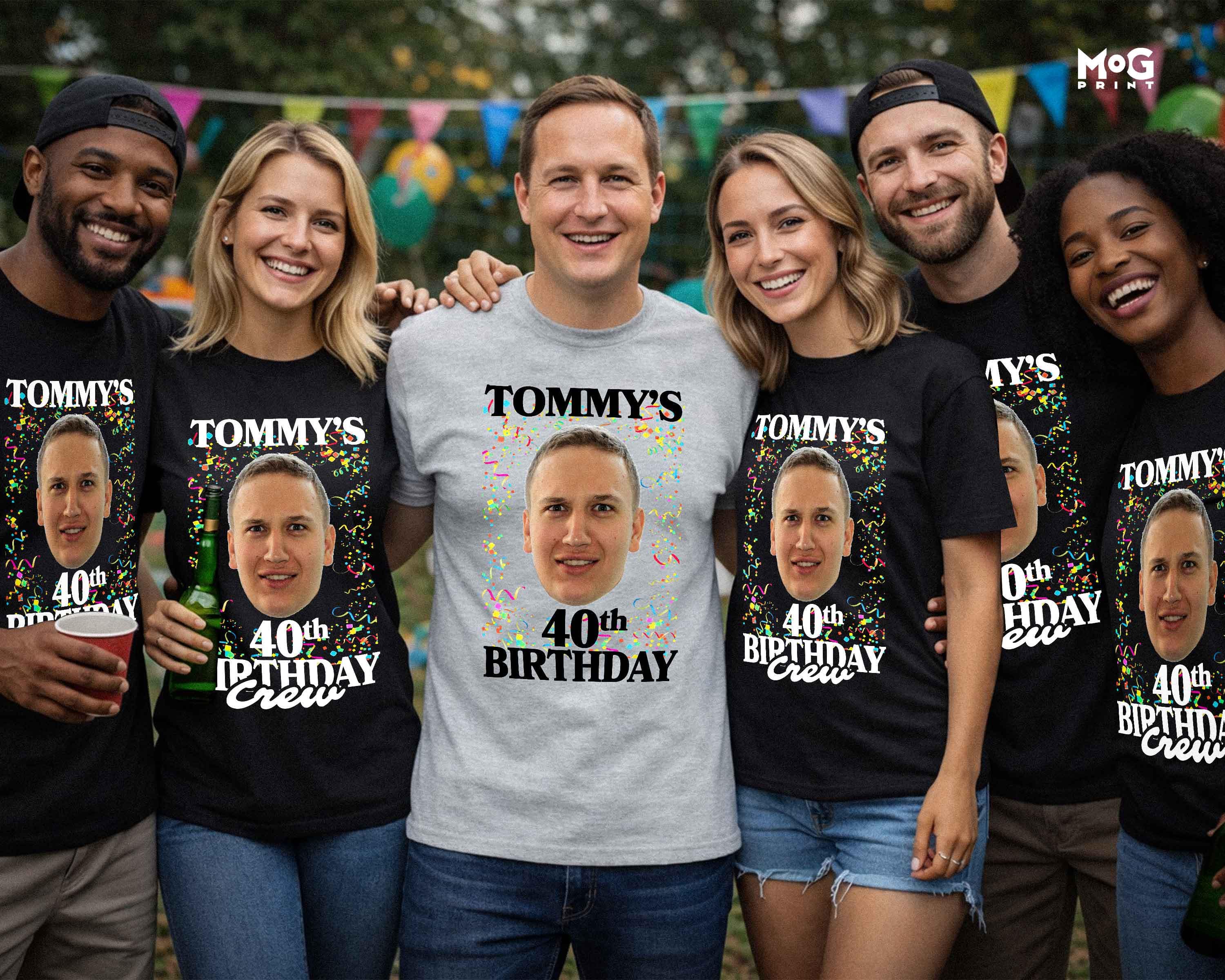 Personalised 40th Birthday T-shirt, Custom Photo Shirt, Confetti Retro Party Gift Unisex Shirt, Friends & Family B’Day Celebration Top - image 3