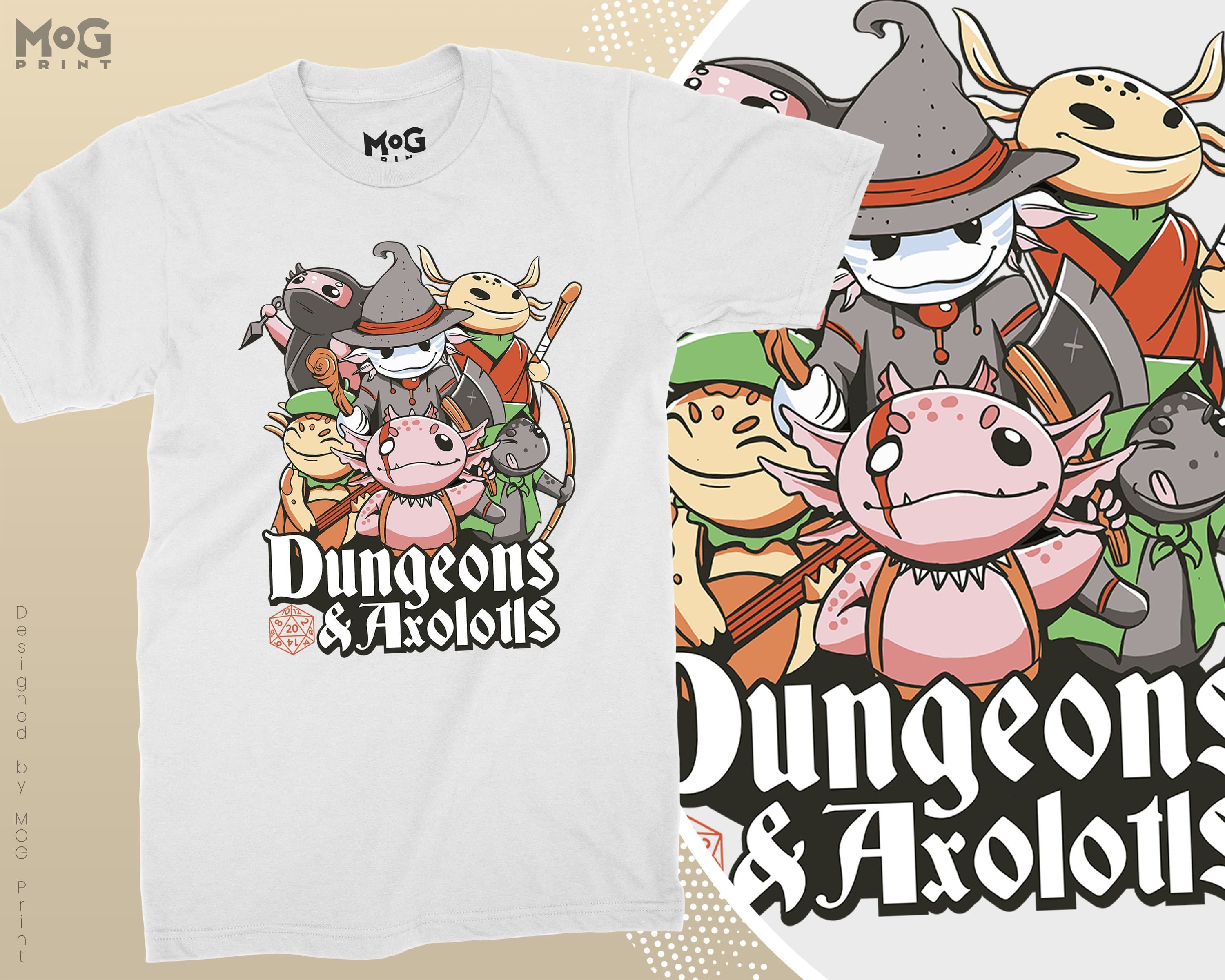 Dungeons and Axolotls T-Shirt, Dragons Dungeon Master Shirt, Funny RPG Tee for Men and Women, DND Parody Dice Gaming Geek Boyfriend Gift - image 4