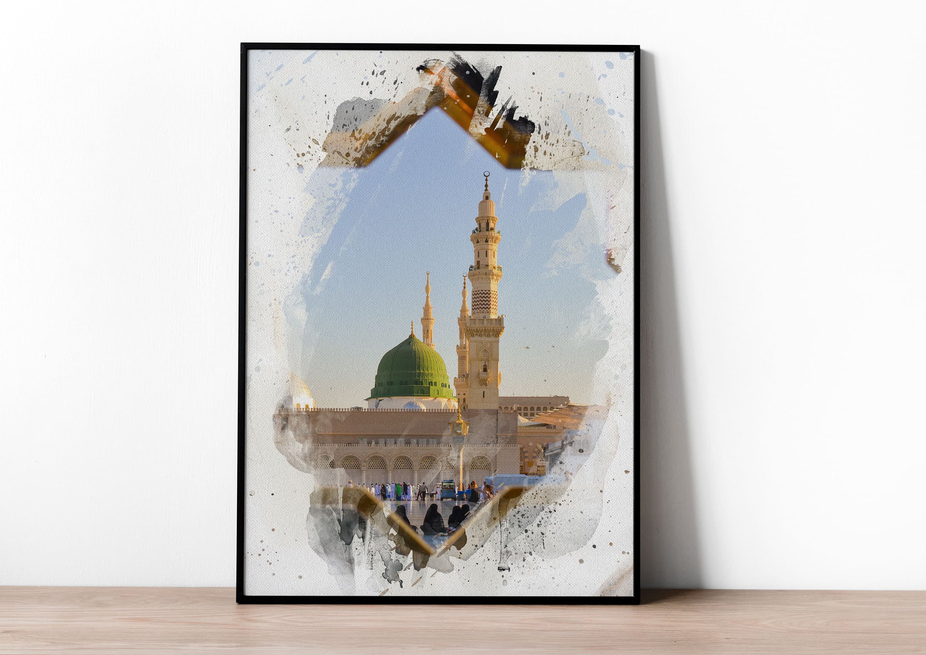 Watercolour Islamic Art Ramadan Eid Posters | 3 Islamic Holy Places | Masjid Al Haram | Masjid An-Nabawi | Masjid Al Aqsa | Wall Art Poster - image 5