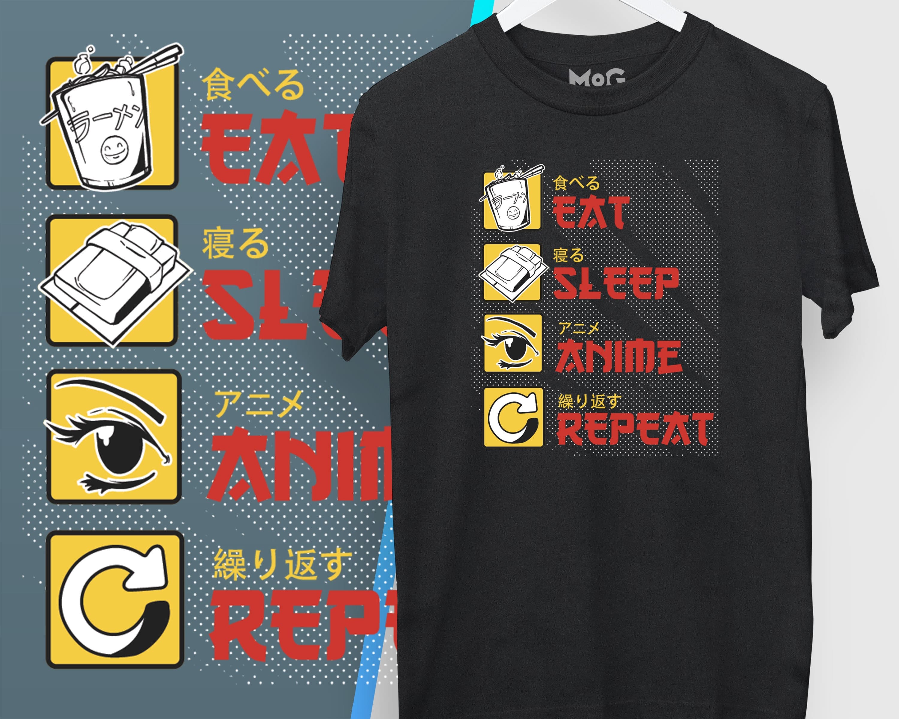 Eat Sleep Anime Repeat T-shirt | Funny Anime Shirt for Men Women | Anime Manga Lover Gift | Anime Gift Tshirt | Japan Culture Present Shirt