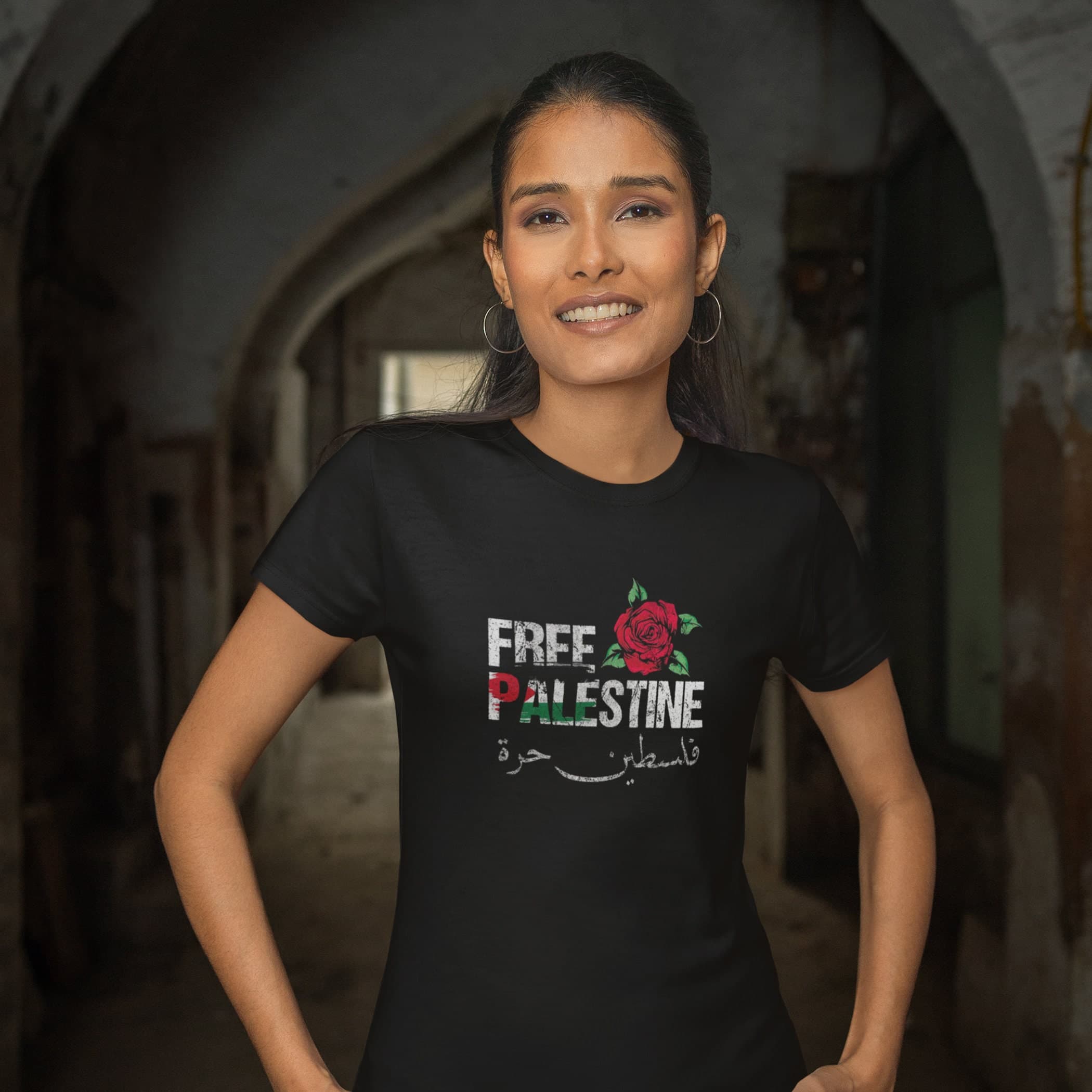 Free Palestine Peaceful Protest T-shirt | Stop War Stand With Palestinians Human Rights Graphic Rose Tee For Men Women | Save Palestine Top - image 4