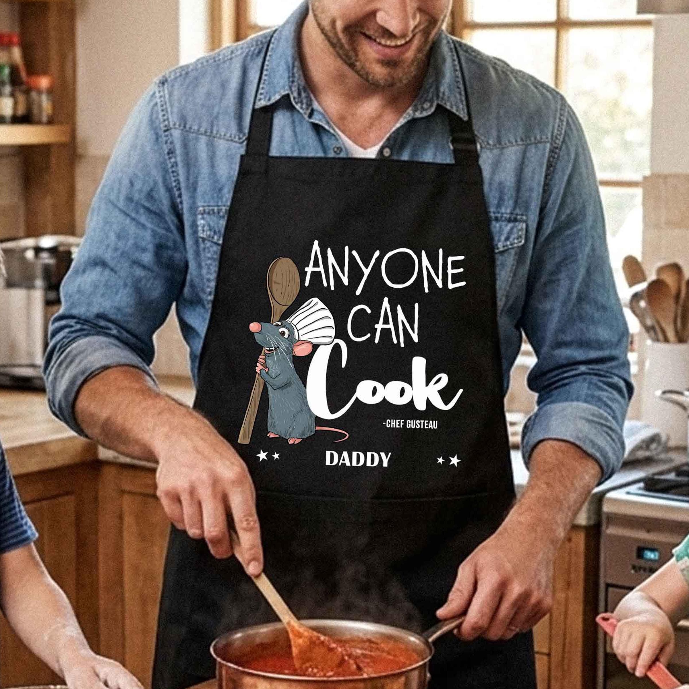 Culinary Rodent Kitchen Apron, Custom Text Pinafore, Funny Anyone Can Cook Mouse Chef Apron, Personalised Home Chef Gift for Cooking Lovers