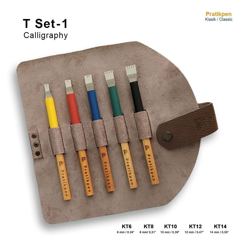 Personalized Pratikpen T Set-1 Calligraphy Pen Set – Stainless Steel Straight Nibs, Wooden Handle