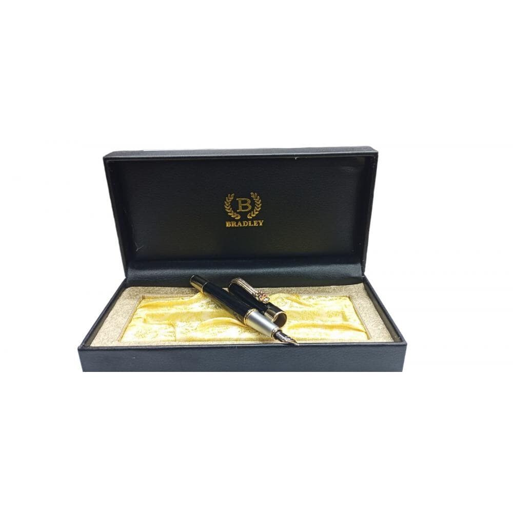 Personalized Fountain Pen - Black & Gold, Engraved Gift with Leather Box - image 4