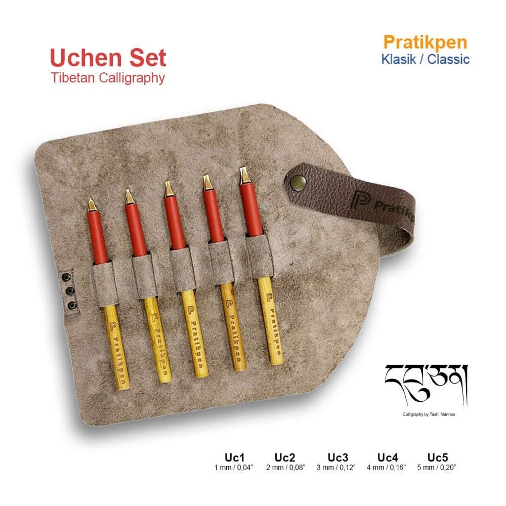 Personalized Pratikpen Tibetan Calligraphy Uchen Pen Set – Wooden Handle, Stainless Steel Tip