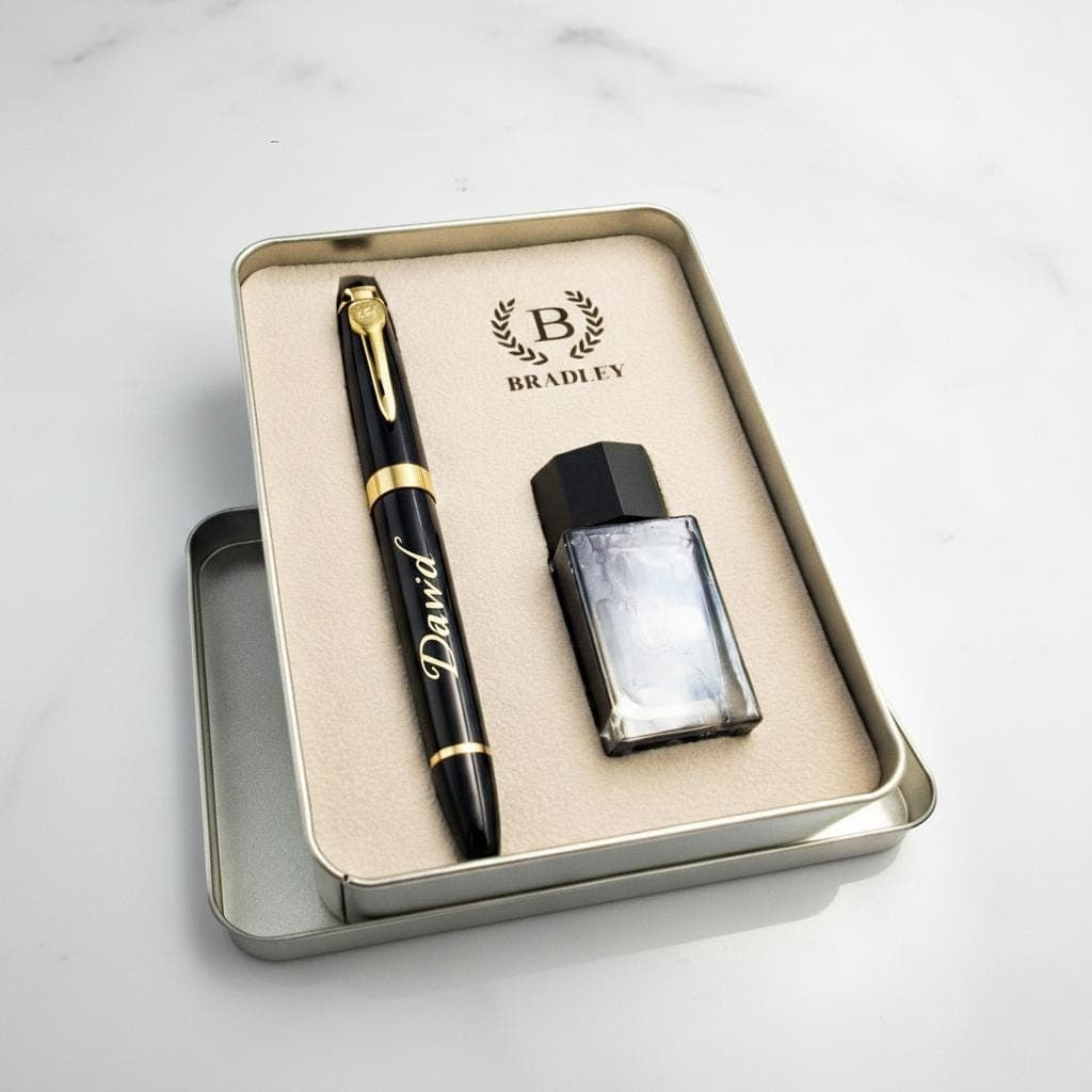 Engraved Fountain Pen Gift Set – Personalized Writing Pen with Ink