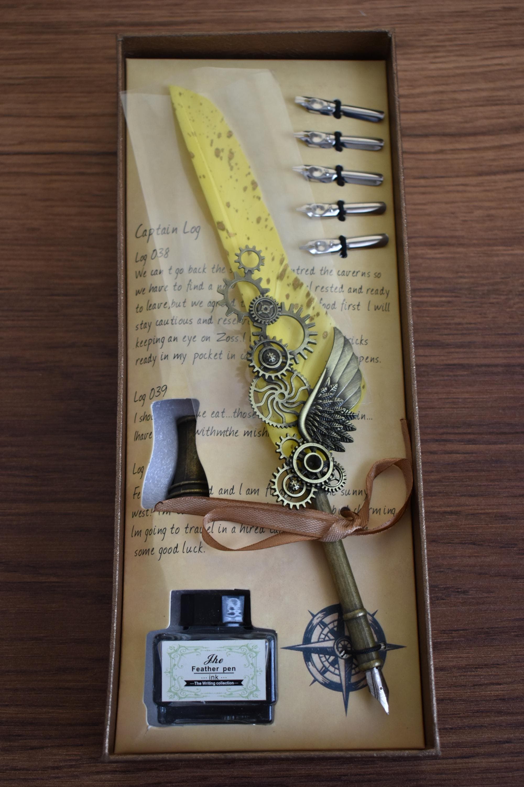 Personalized Feather Ink Dip Pen Set – Custom Name Engraved Writing Gift - image 5