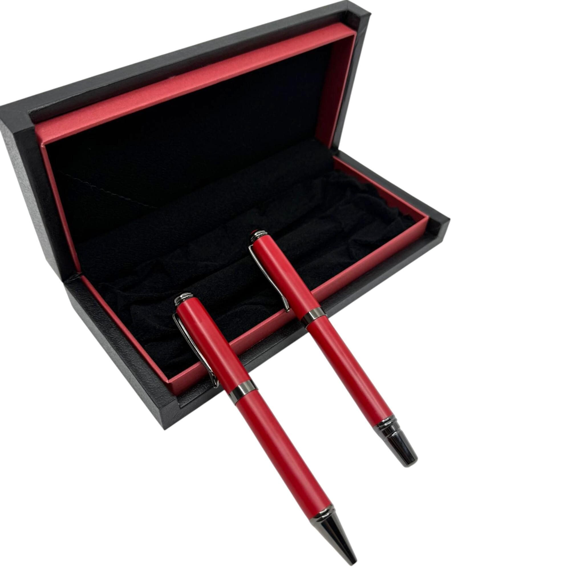 Personalized Red Pen Set for Women – Engraved Rollerball & Ballpoint Pens, Gift Box - image 4