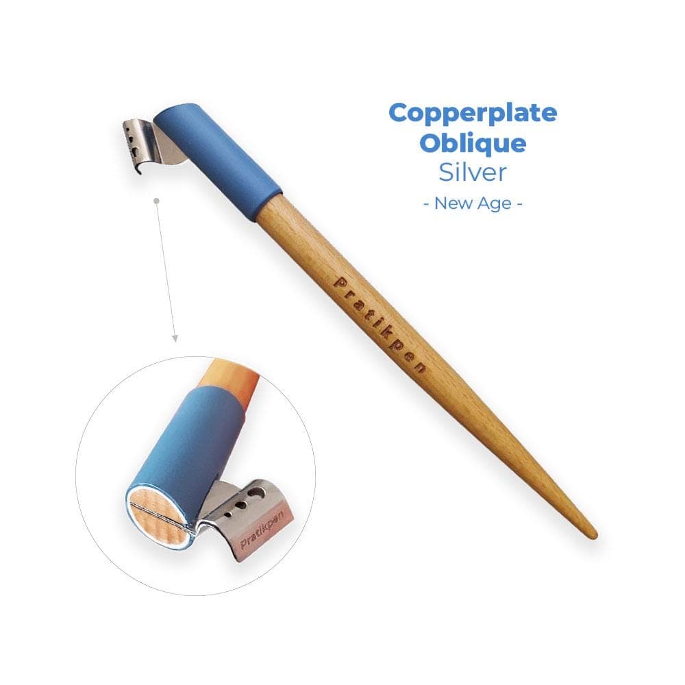 Personalized Copperplate Oblique Calligraphy Pen Holder – Silver & Gold | New Age