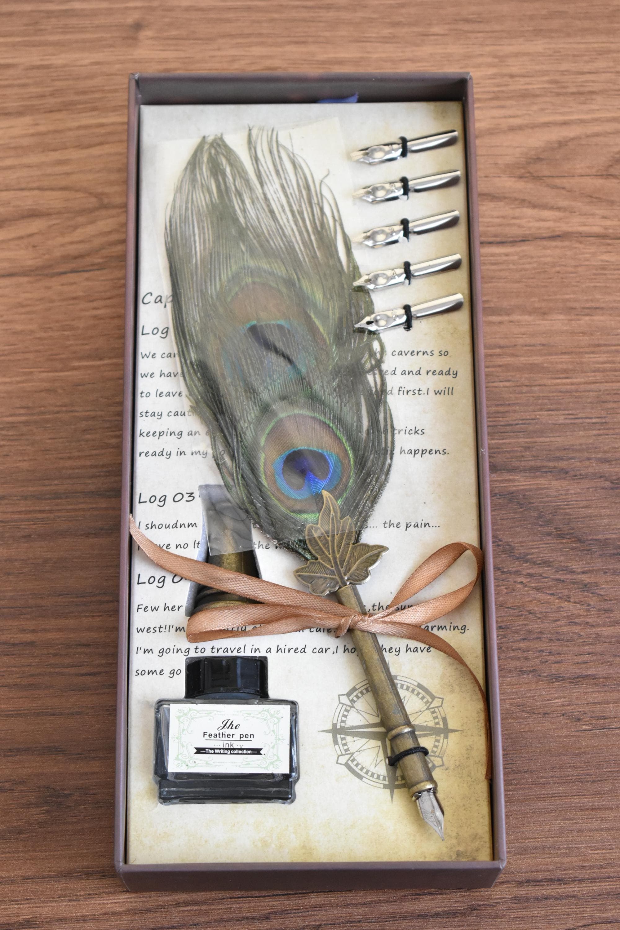 Personalized Peacock Feather Calligraphy Pen Set – Writing Gift with Ink - image 4