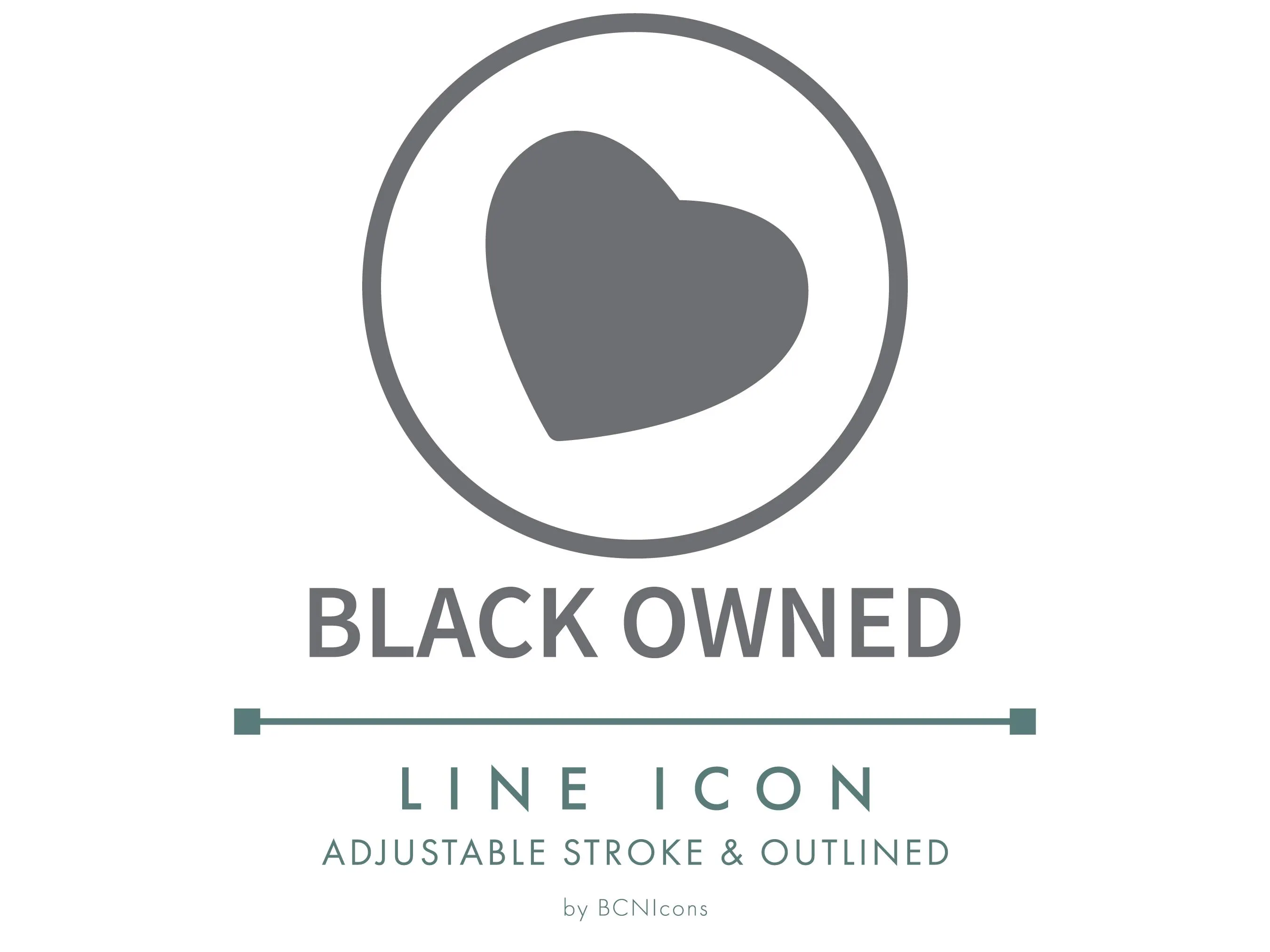 Black Owned Business Heart Line Icon SVG, Minority Owned Small Business Packaging Clipart PNG, Ethical Handmade Product Symbol Vector