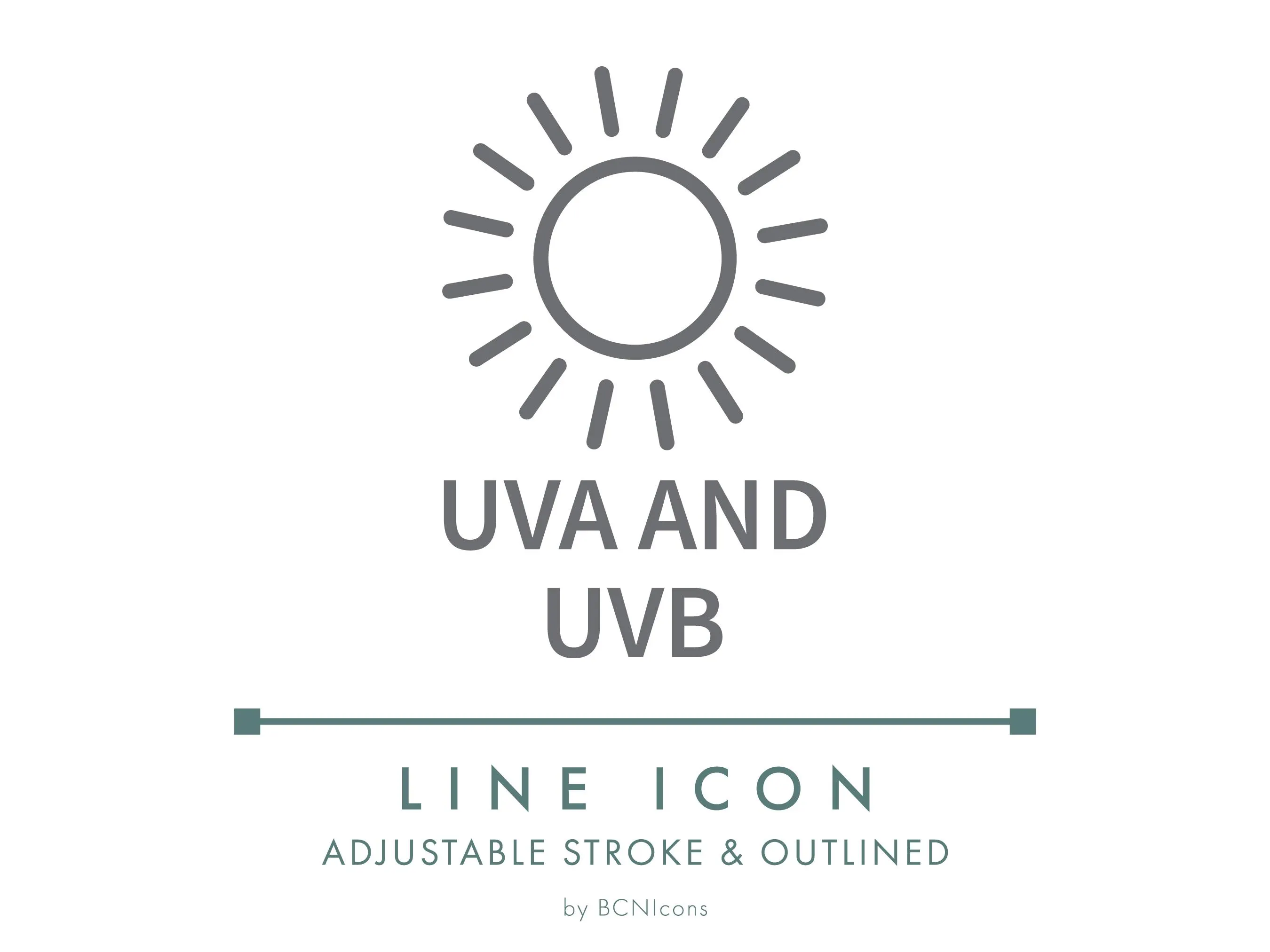 UVA / UVB Protection Line Icon SVG, Minimalist Sun Protection Cosmetics Packaging Logo png, Uv Spf Factor Natural Product Symbol Vector