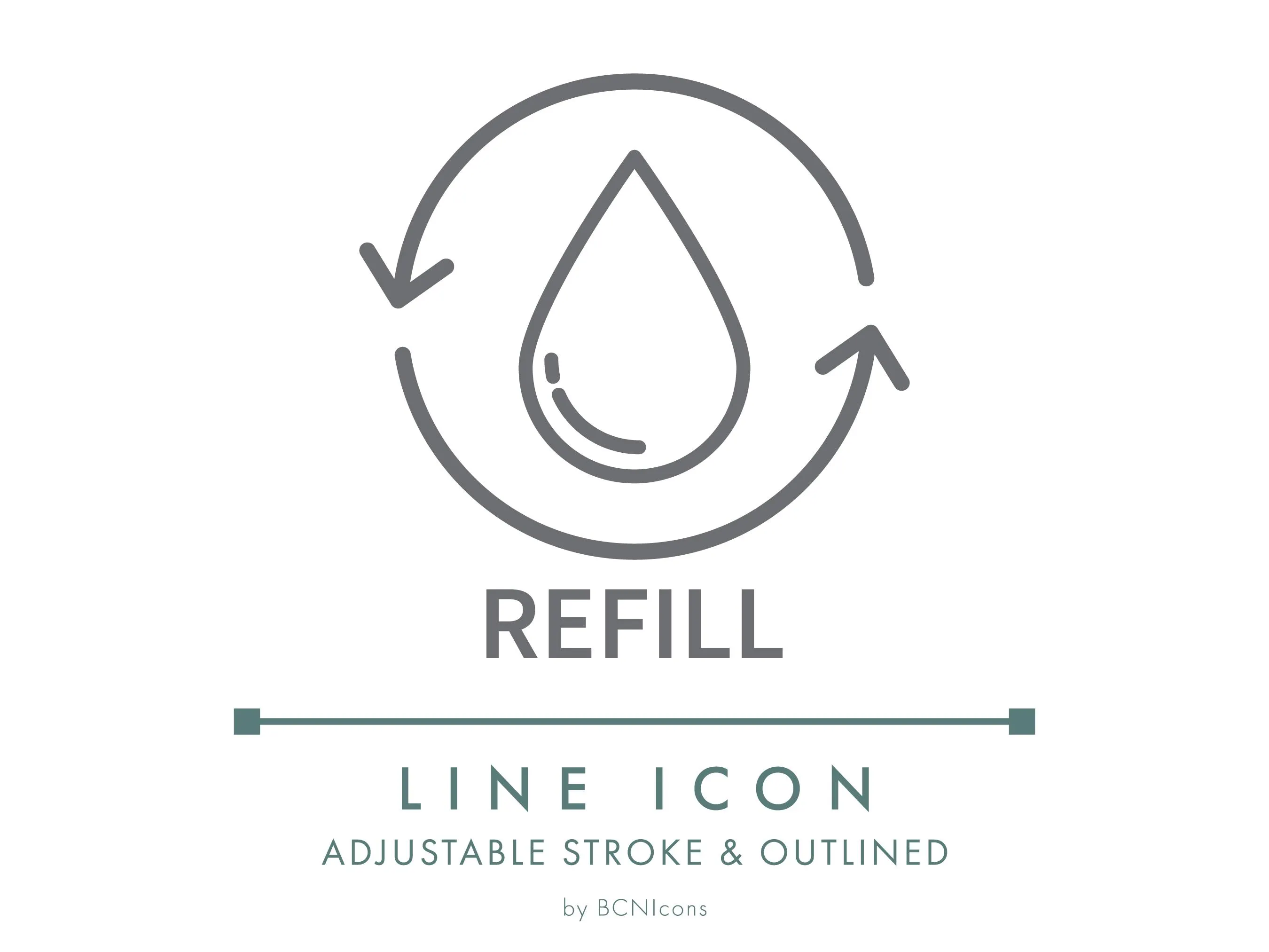 Refill Packaging Line Icon SVG, Minimalist Refillable Product Packaging Logo PNG, Reuse Label Eco Friendly Vector Symbol