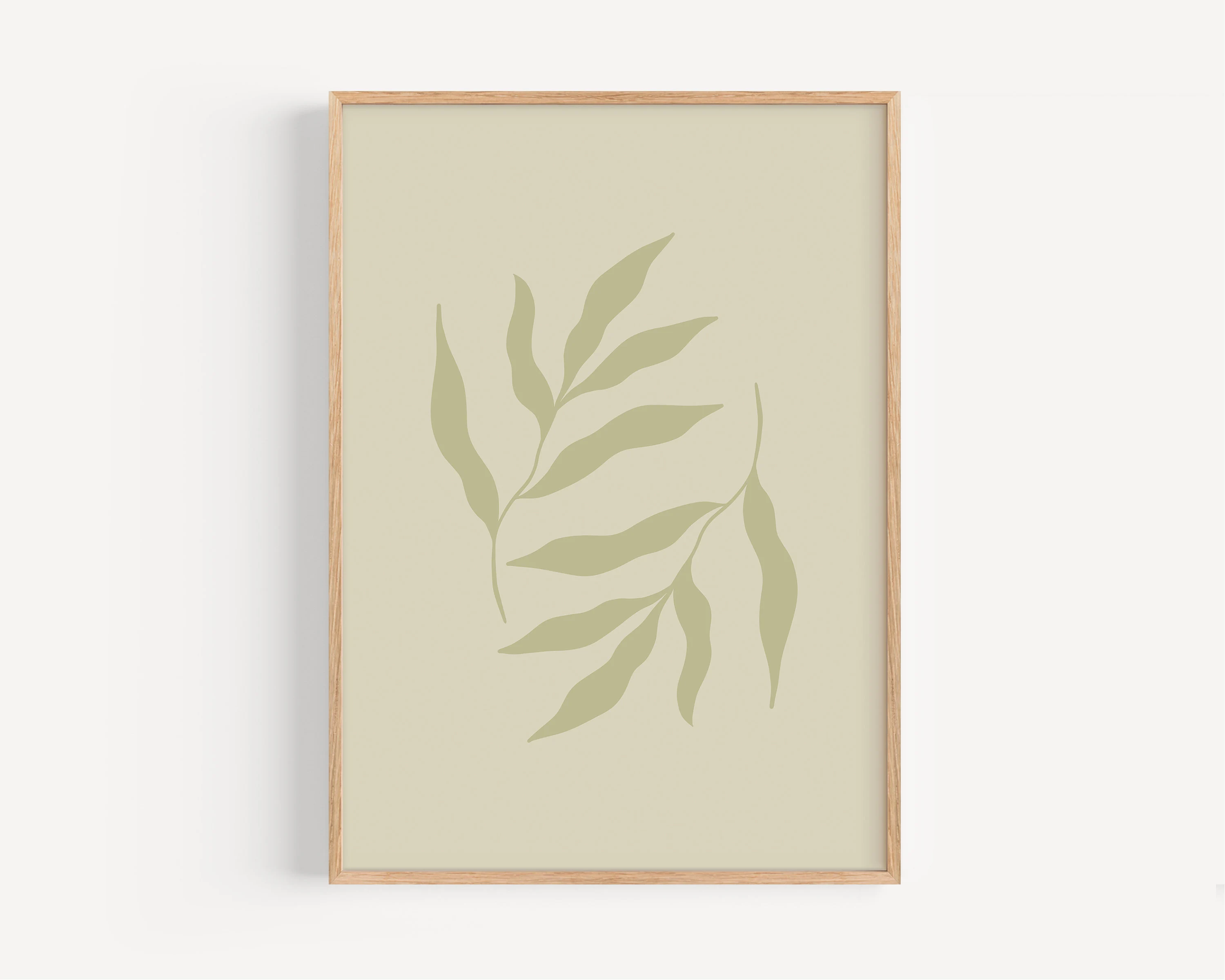 Abstract Leaves Poster with Frame - Bohemian Wall Art - Boho Modern Art - Minimalist Green Design - image 3