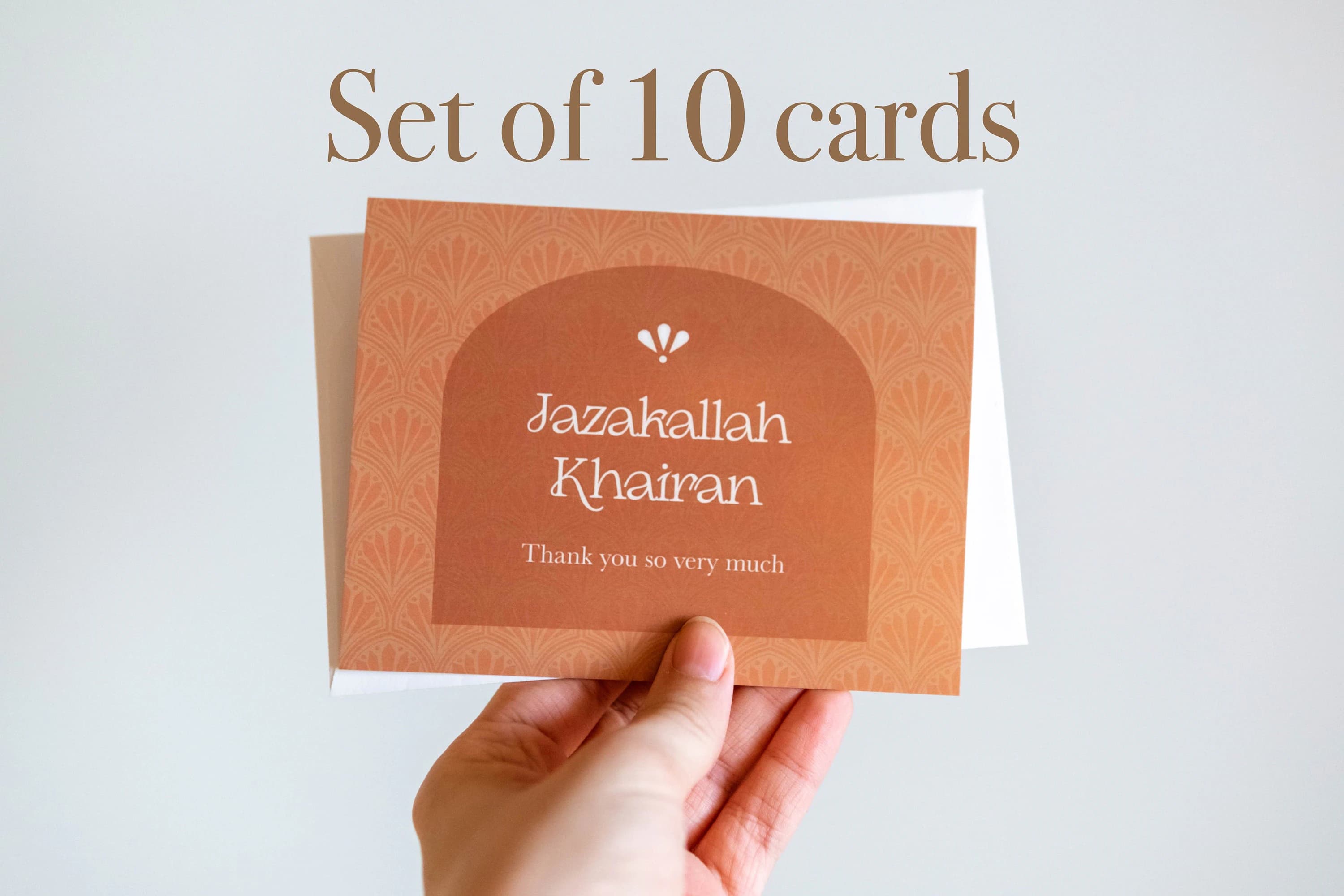 Set of 10 Jazakallah Khairan Greeting Card - Thank you card - Islamic Card - Islamic gift - Islamic Stationery - Muslim Greetings