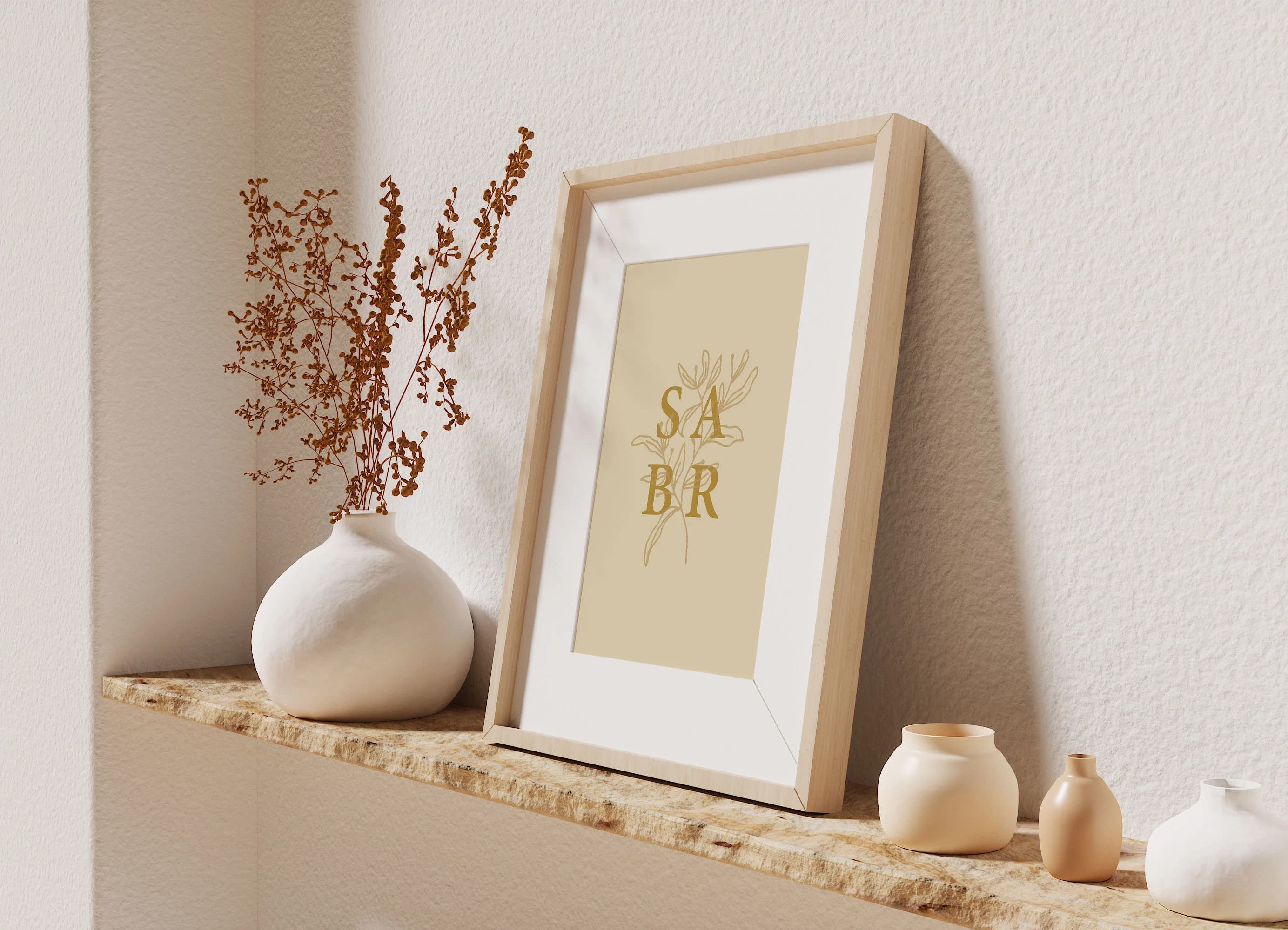 Sabr Islamic Poster with Frame - Islamic Quote - Patience - Leaf Pattern - Islamic Wall Art - Modern Art - Arabic Calligraphy - image 4