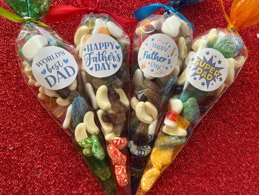Father’s Day sweet cones , Father’s Day gift, gift for dad, gift for grandad, super dad , worlds best dad, sweet cones , gift for him