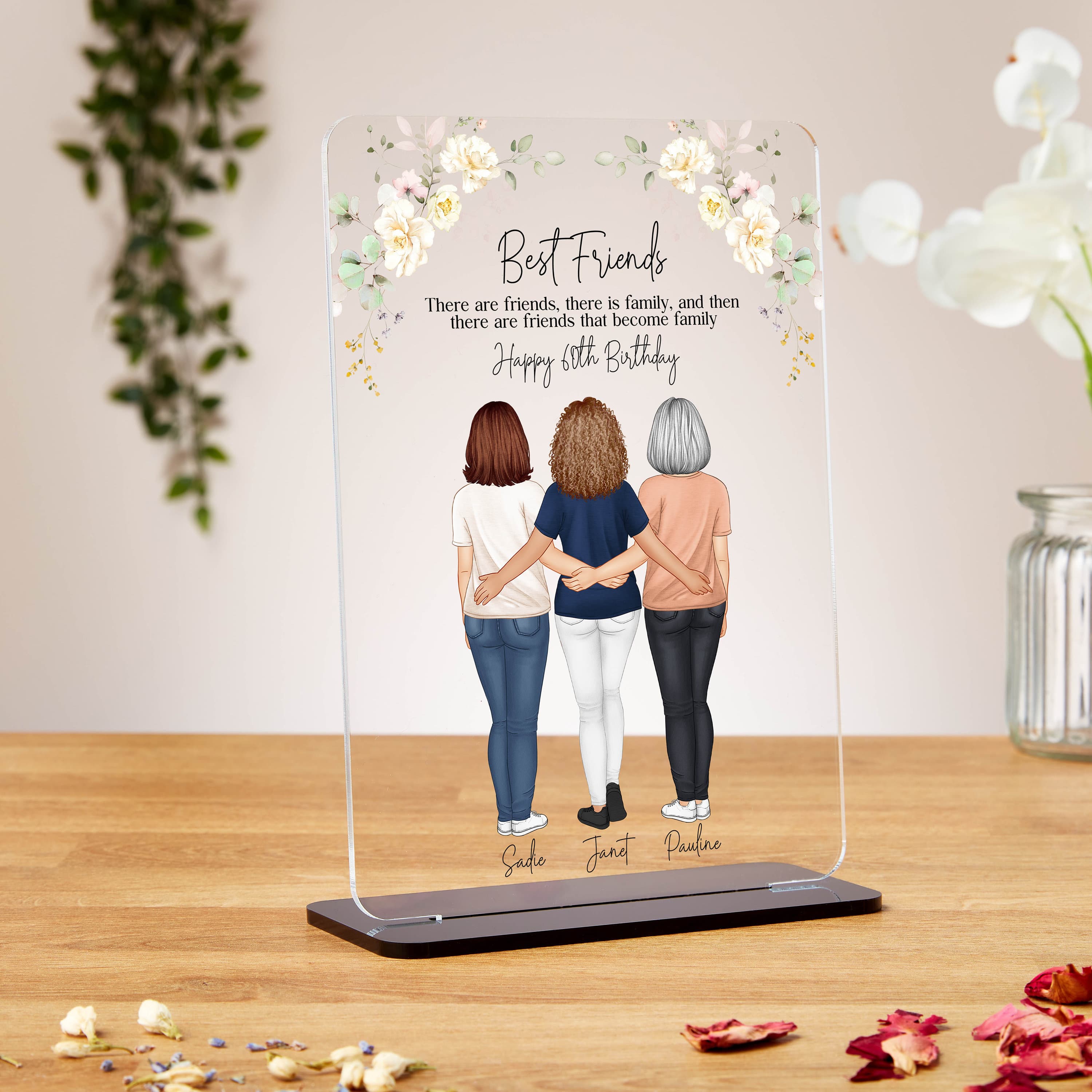 60th birthday gift for best friend, clear acrylic plaque, personalised birthday gift for sister, friend birthday, 30th, 40th, 50th, unique
