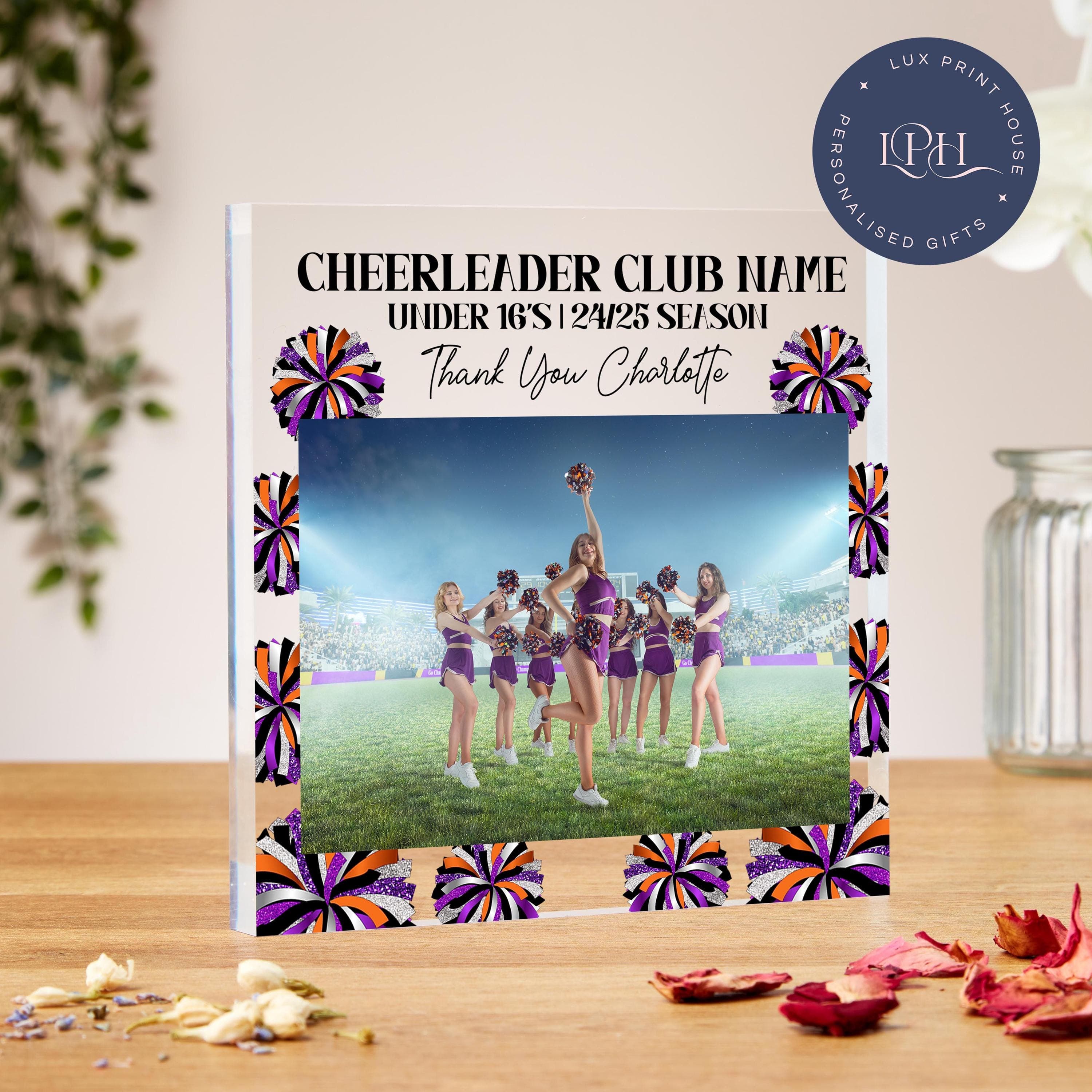 Cheerleader coach gifts, acrylic block, cheerleader manager gift, thank you coach, cheerleader team photo, end of season, coach appreciation