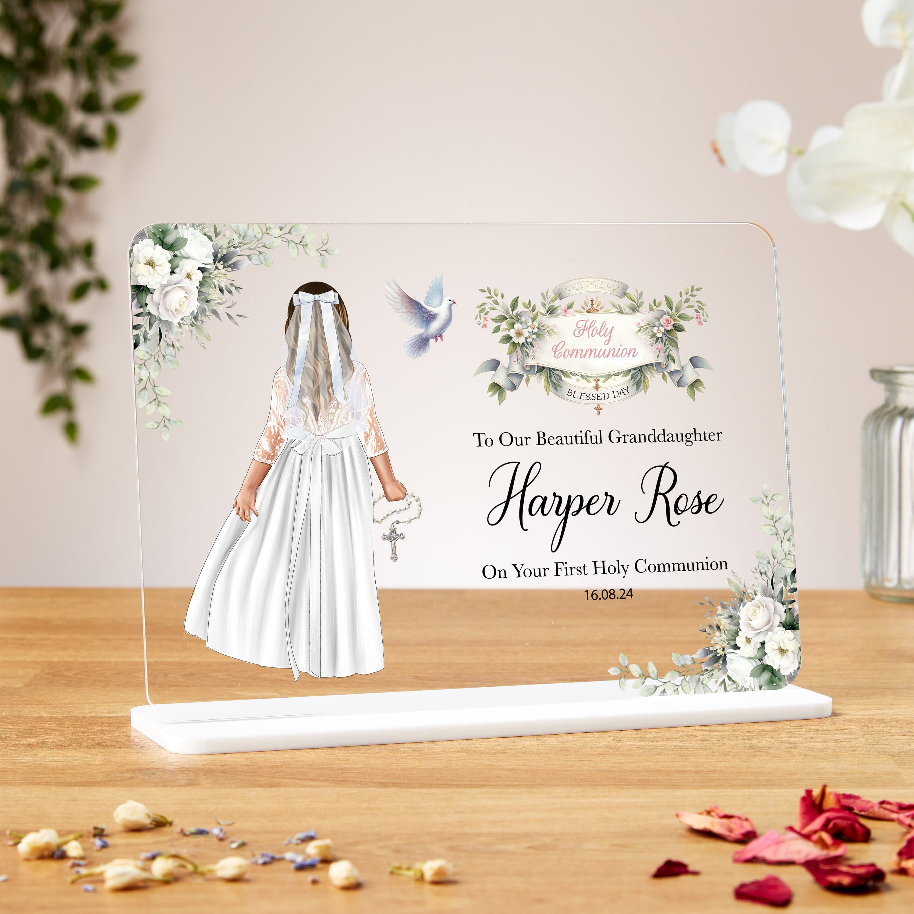 First Holy communion gifts for girls, acrylic plaque, Baptism Gift, granddaughter, daughter, goddaughter, christening gift, sister, niece