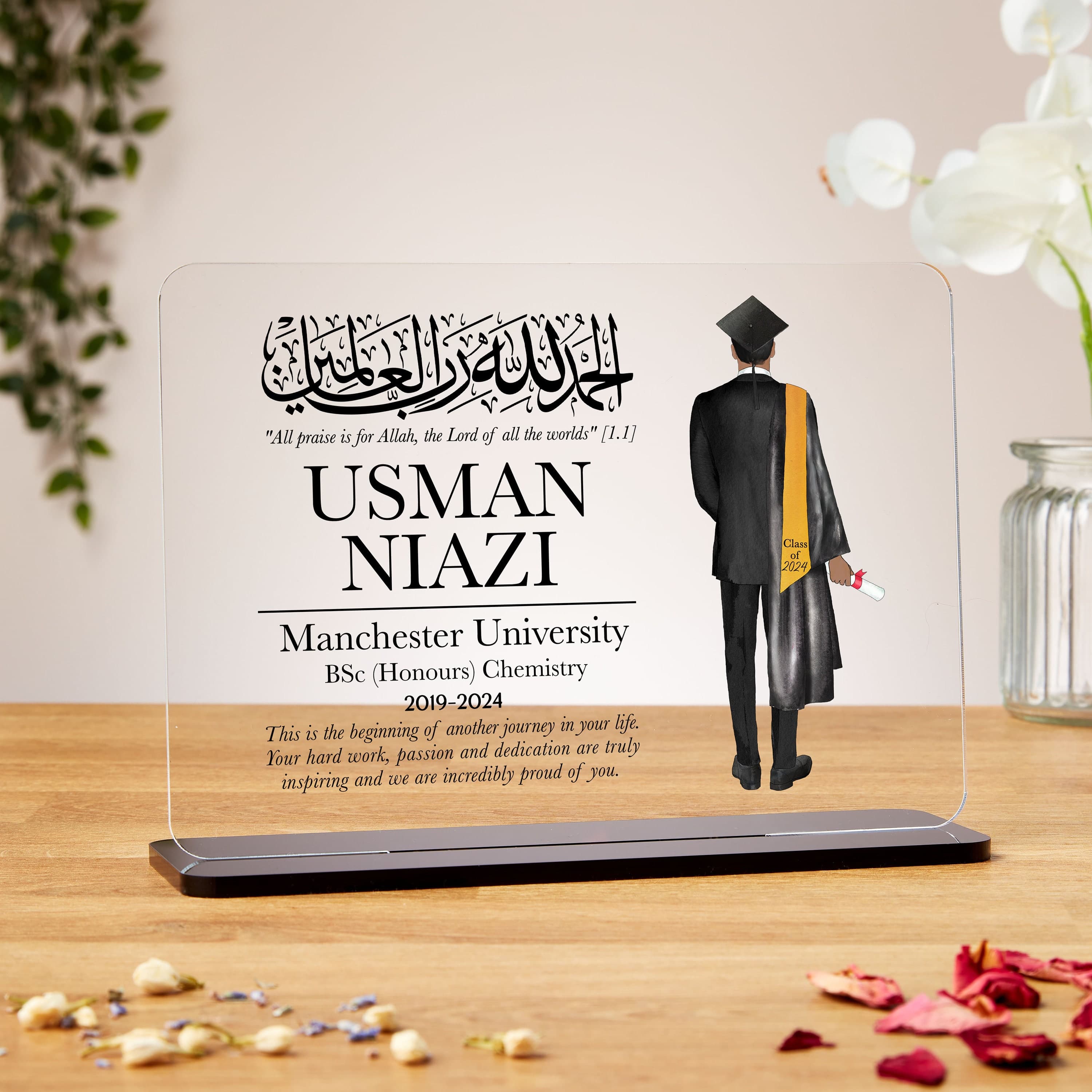 Male graduation gift, Muslim graduation gift, graduation gift for him, graduation acrylic plaque, son, grandson, islamic graduation quote